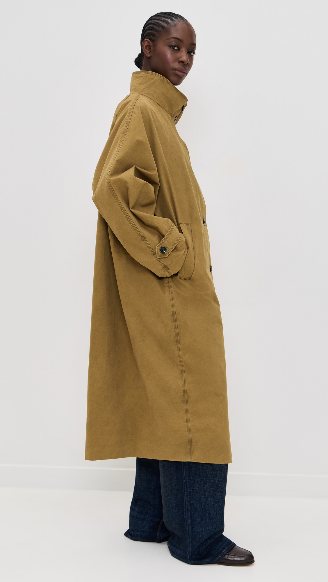 Pixie Market Stand Collar Long Trench Jacket