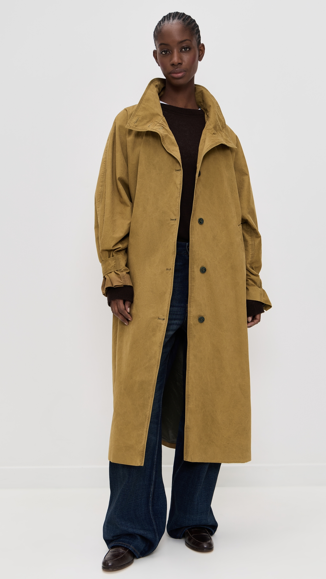 Pixie Market Stand Collar Long Trench Jacket