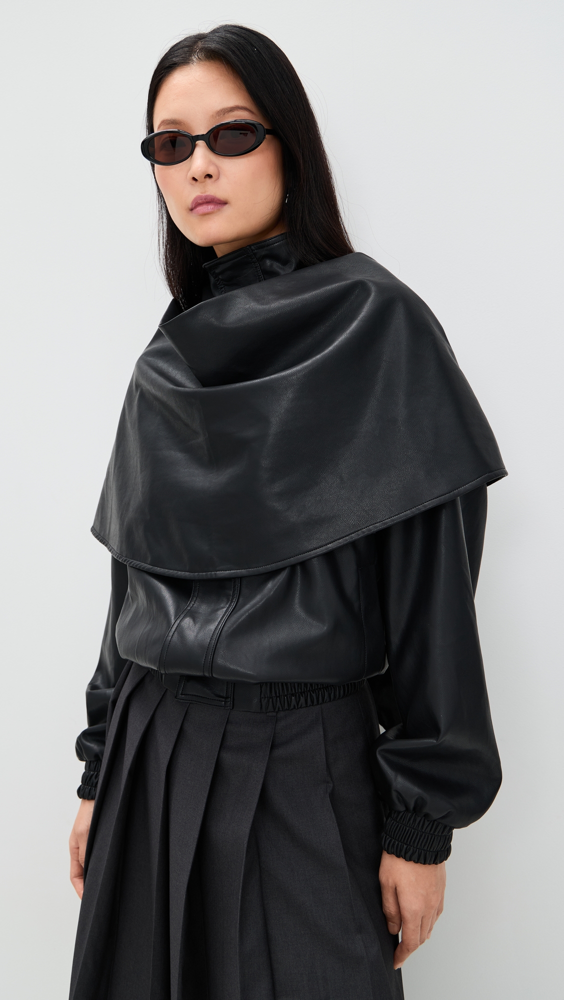 Pixie Market Leather Scarf Bomber Jacket