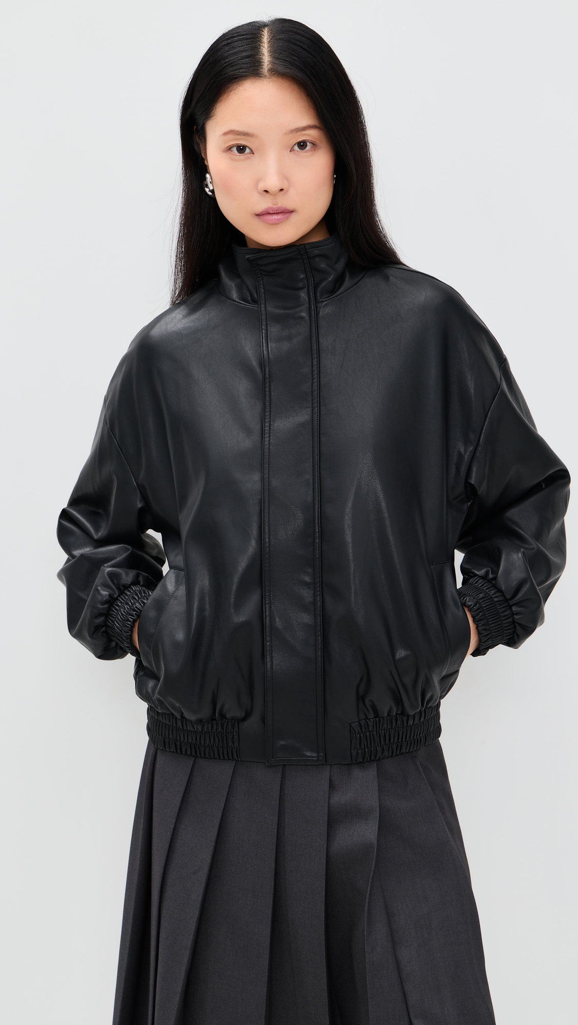 Pixie Market Leather Scarf Bomber Jacket