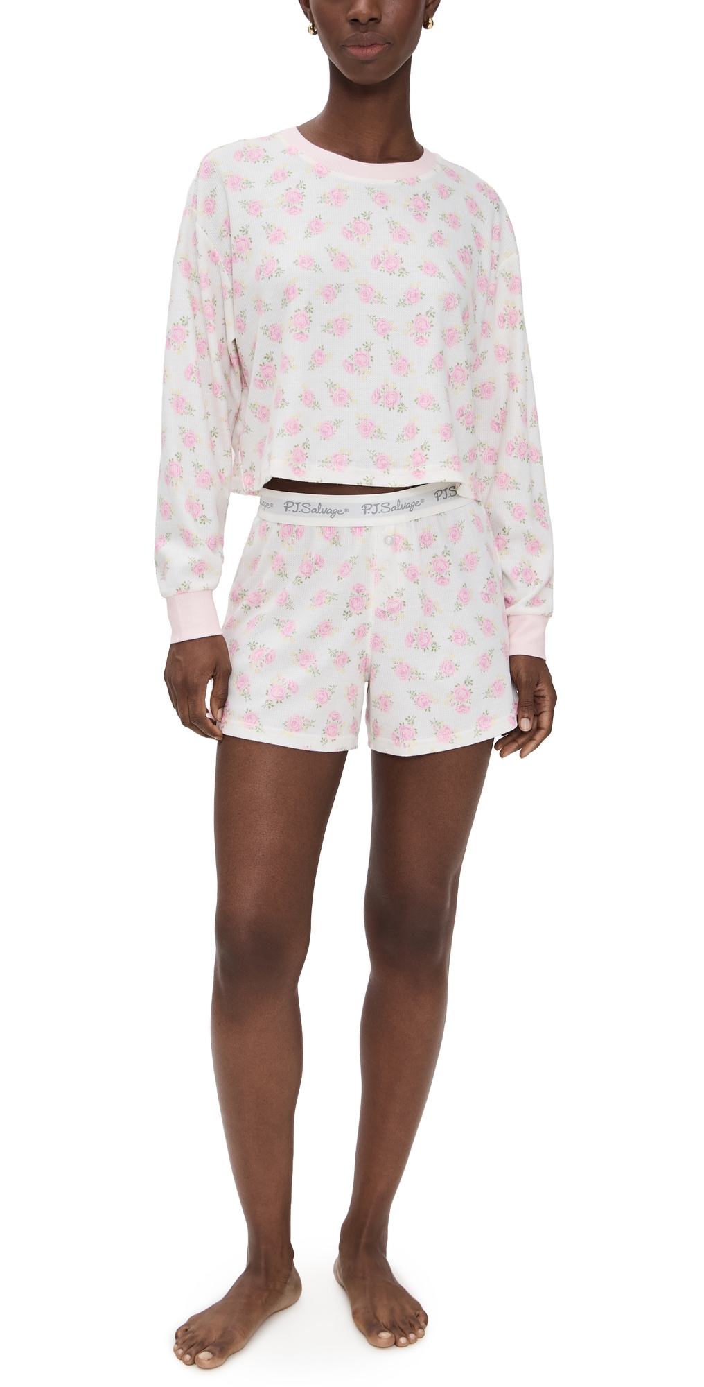 Pj Salvage Boyfriend Boxer Pajama Set Ivory In White