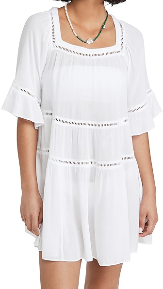 PLAYA LUCILA DROP WAIST MINI DRESS WHITE