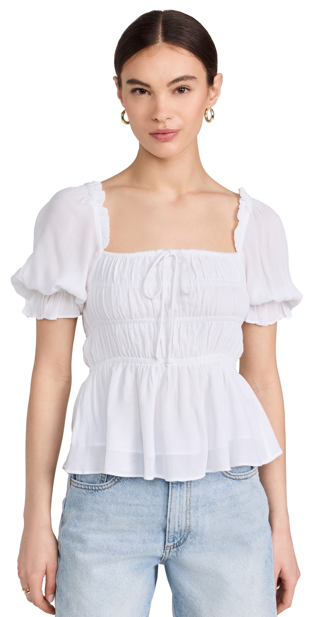 Square Neck Top White S