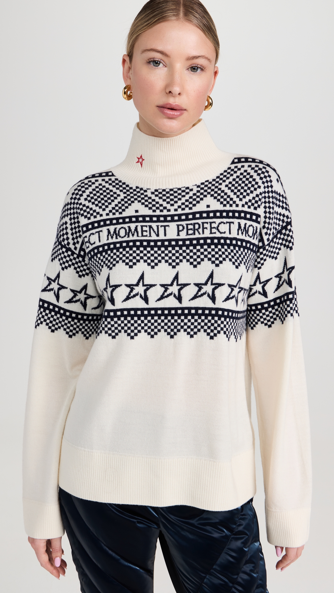 PERFECT MOMENT Holiday Roll Neck Pullover