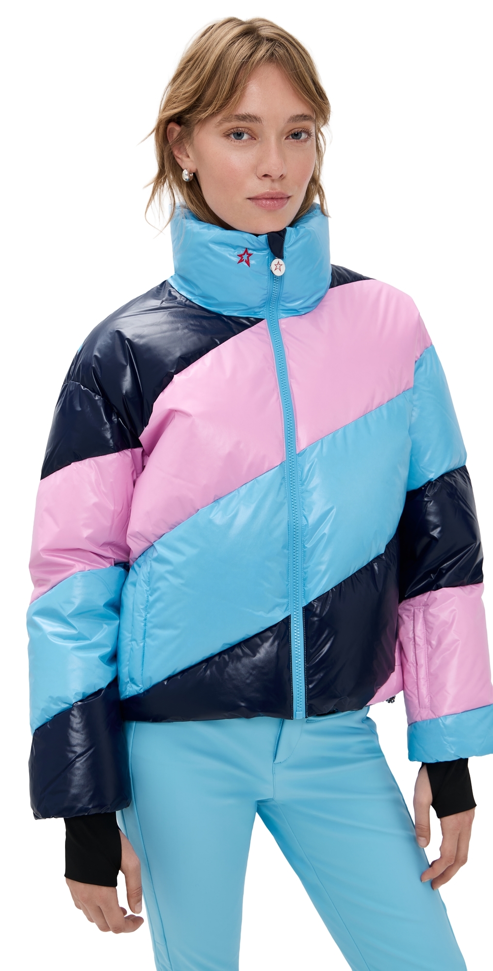 Perfect Moment Mojo Striped Down Ski Jacket In Multi