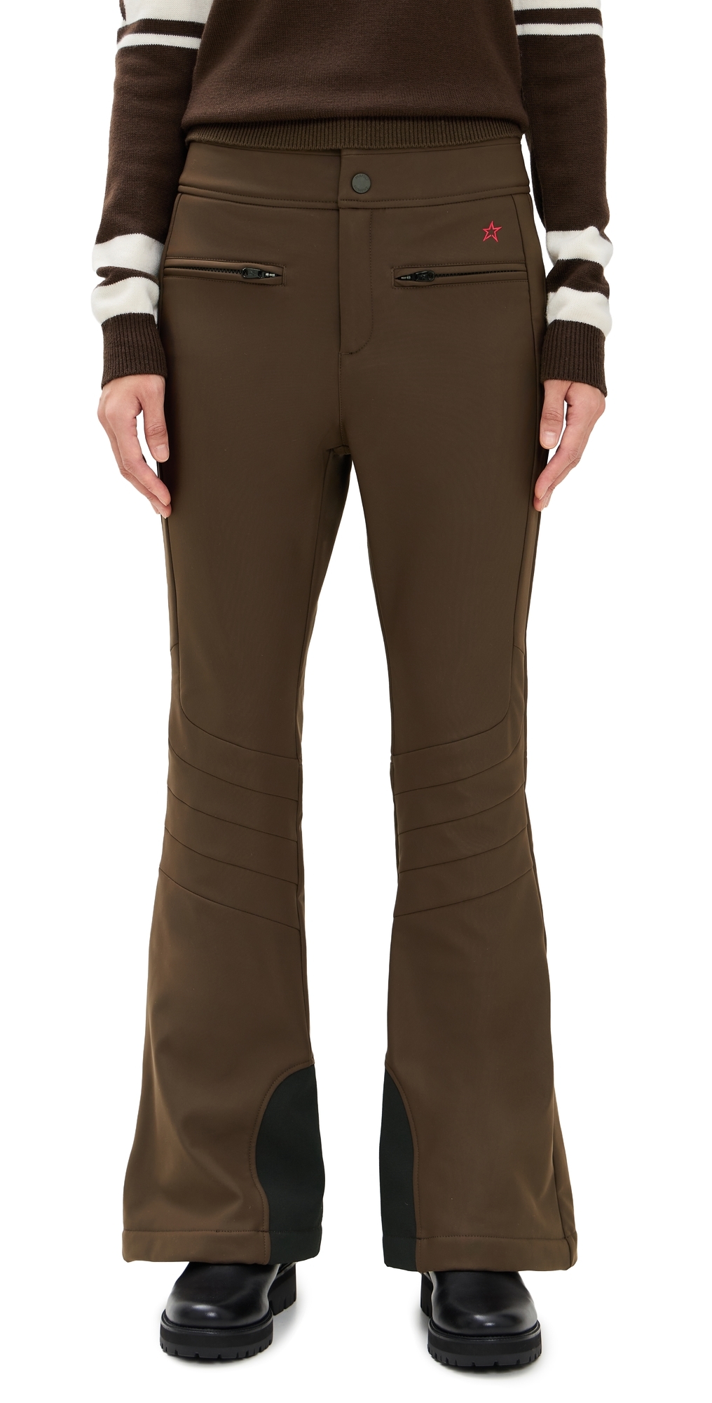 Perfect Moment Aurora High-waist Ski Pants Chocolate In Green