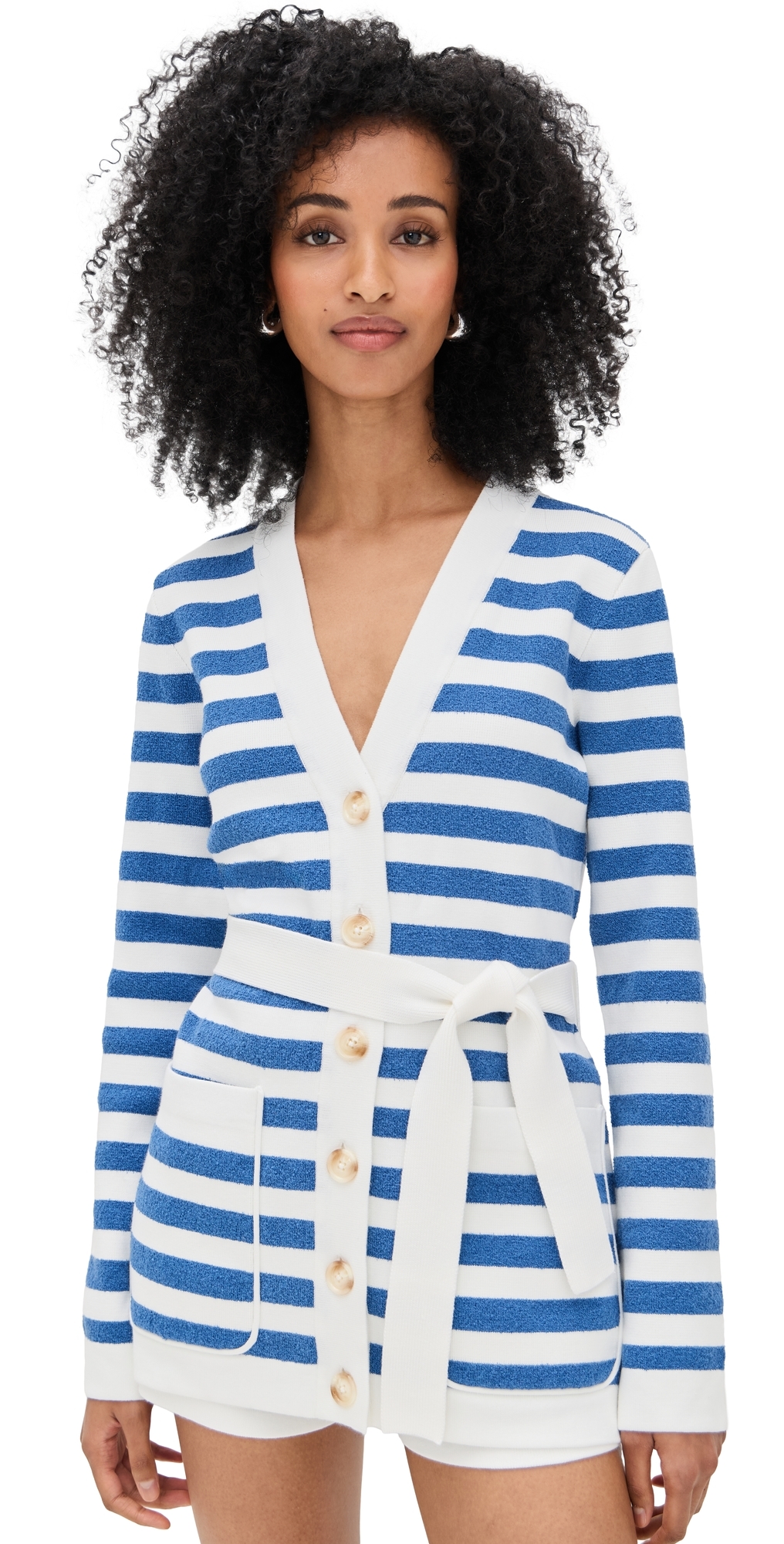 Posse Womens Blue Stripe Ari Stripe Knitted Cardigan Xs In Blue