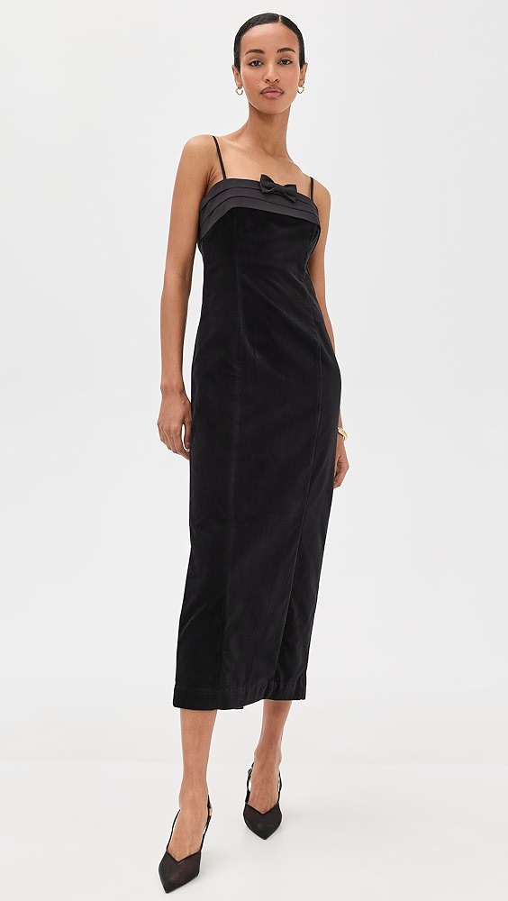 Cecilie Bahnsen Beth Dress Linen Plisse Black | Shopbop