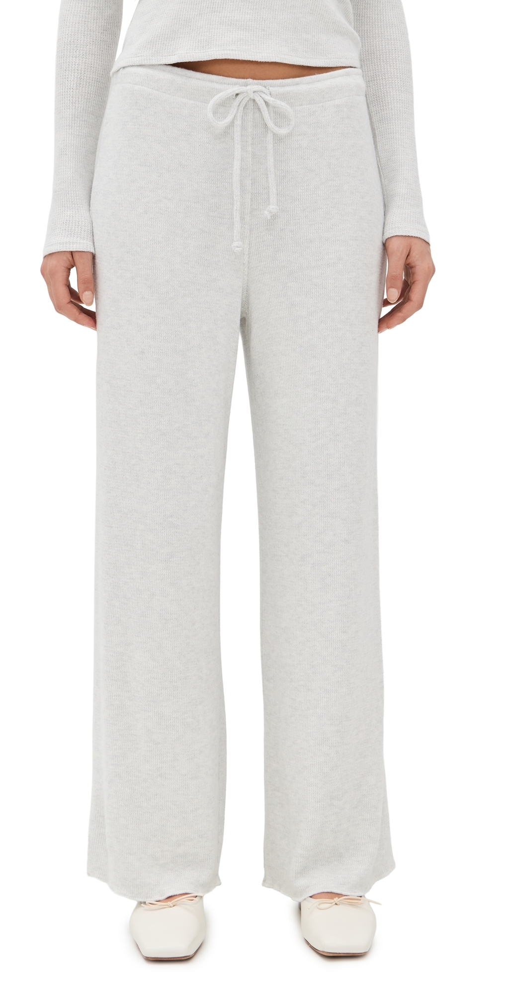 Perfectwhitetee Maddie Brushed Waffle Drawstring Pants Ash In Gray