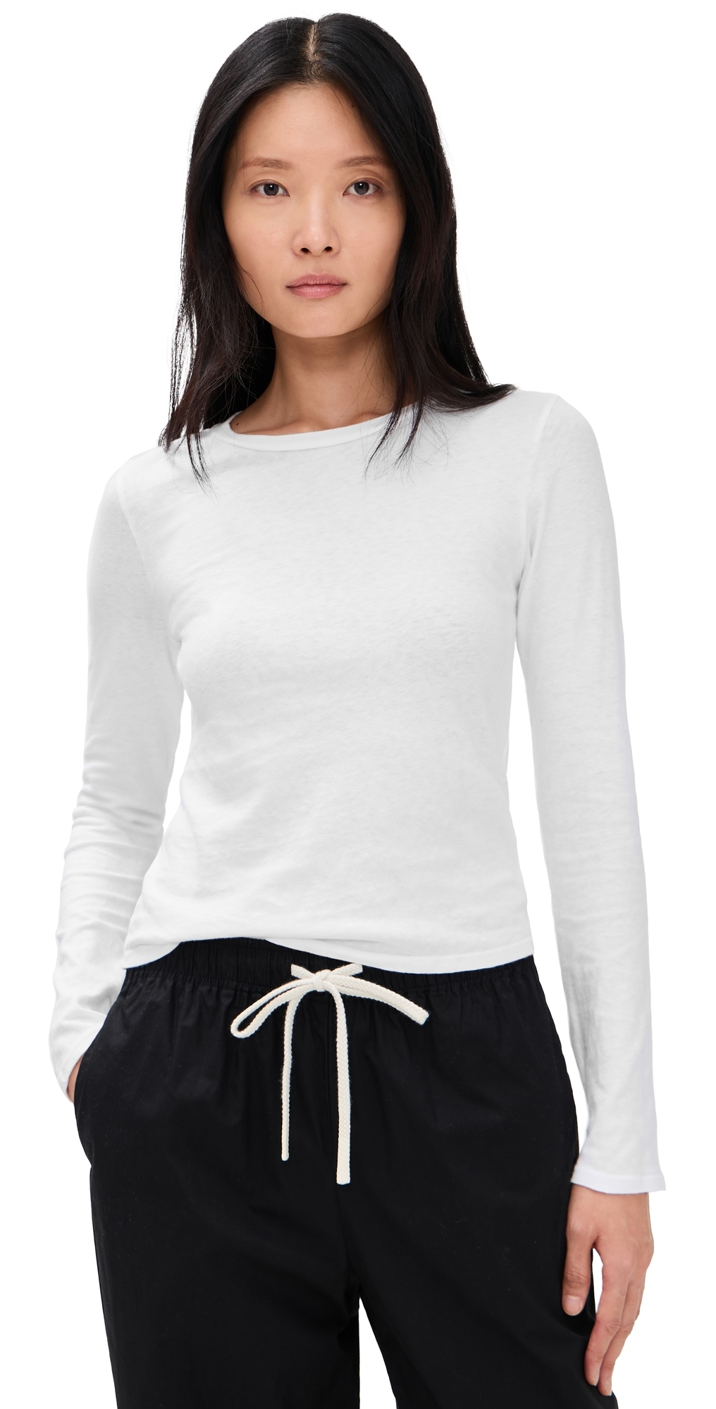 Perfectwhitetee Jamie Recycled Cotton Long Sleeve Tee White In White
