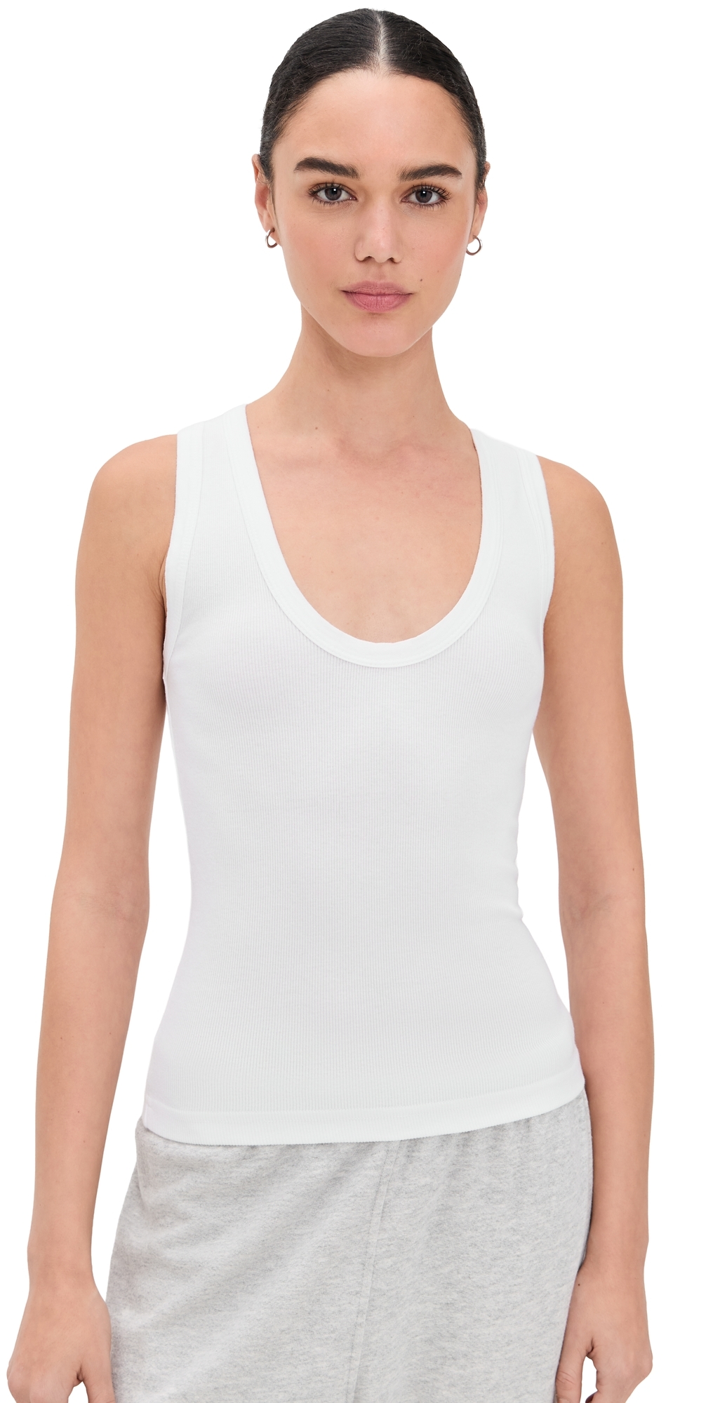 Perfectwhitetee Jordan U Neck Ribbed Tank White
