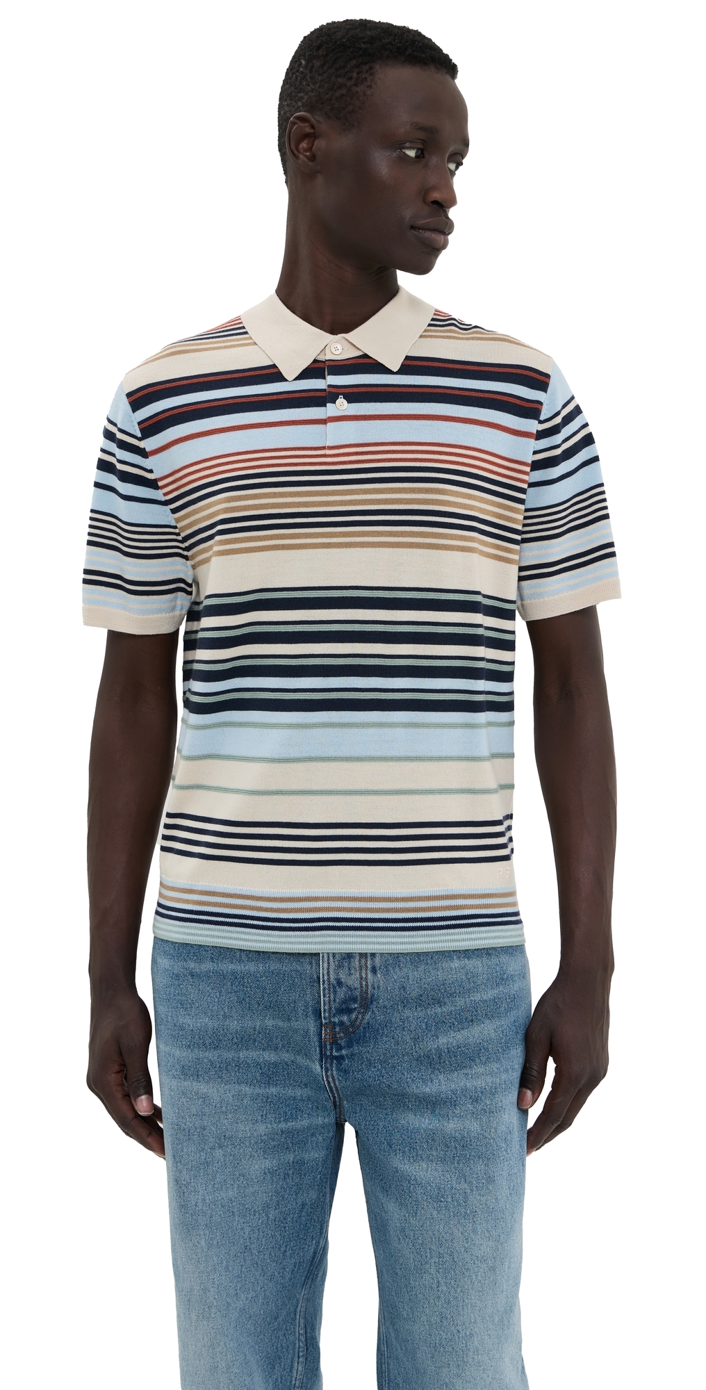 Ps By Paul Smith Ecru Multi-stripe Merino Wool Polo Shirt White In Ice White