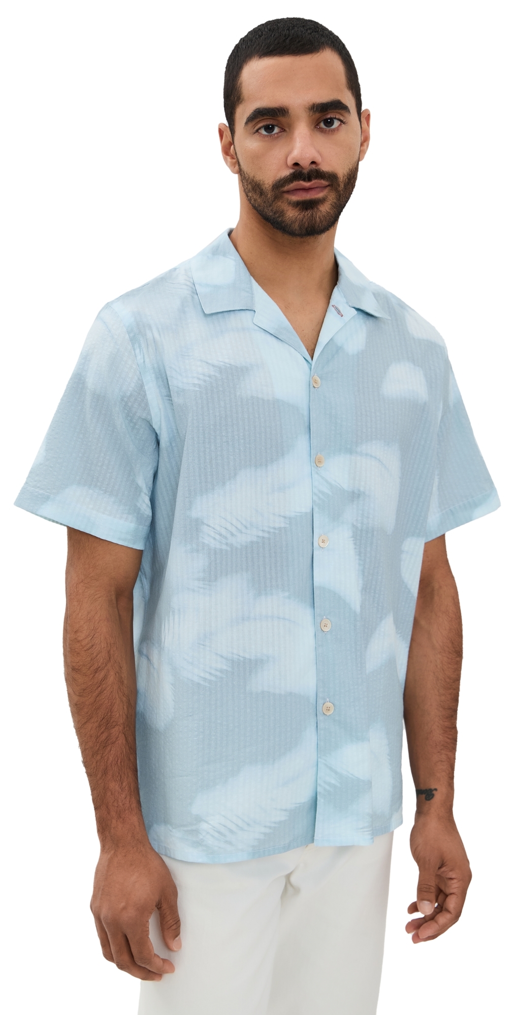 Ps By Paul Smith Abstract-print Shirt In Light Blue