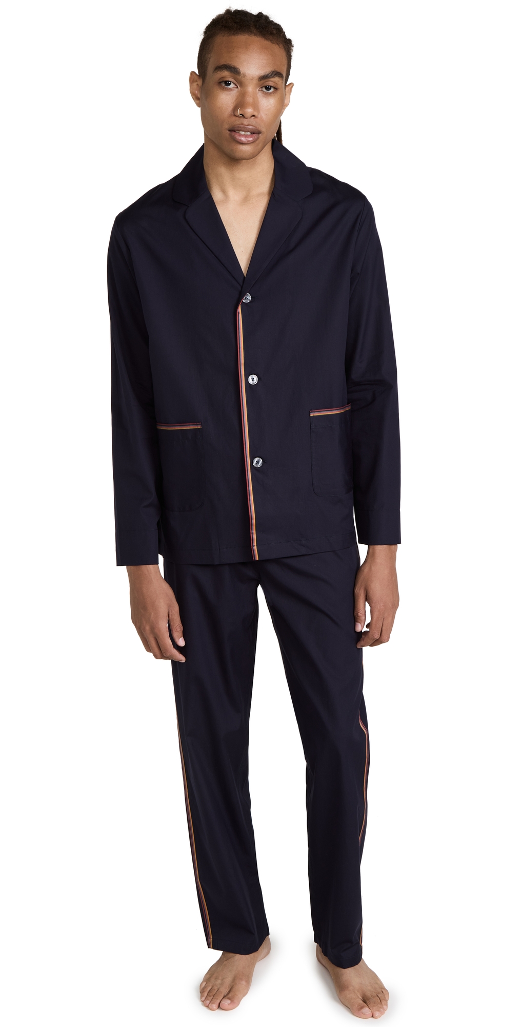 Paul Smith 2-piece Striped Trim Pajama Set