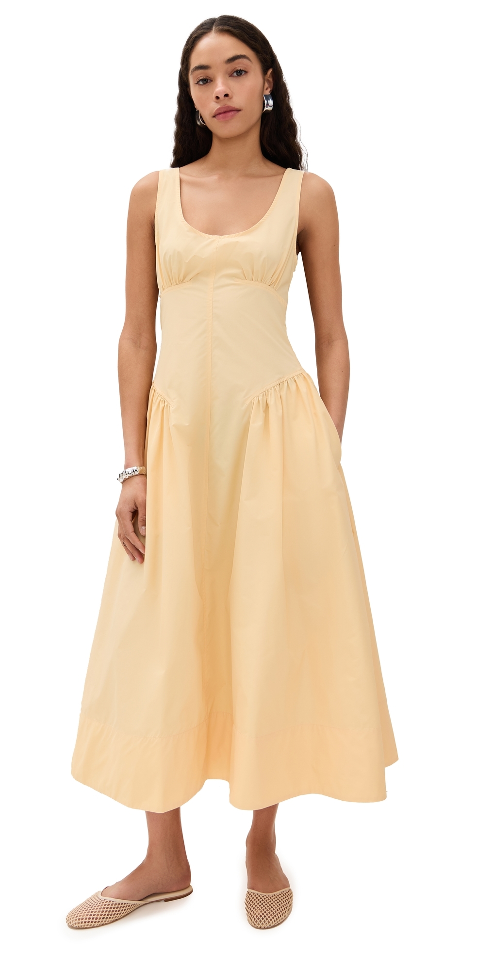 Proenza Schouler White Label Kendall Tech-cotton Dress In Light Wheat
