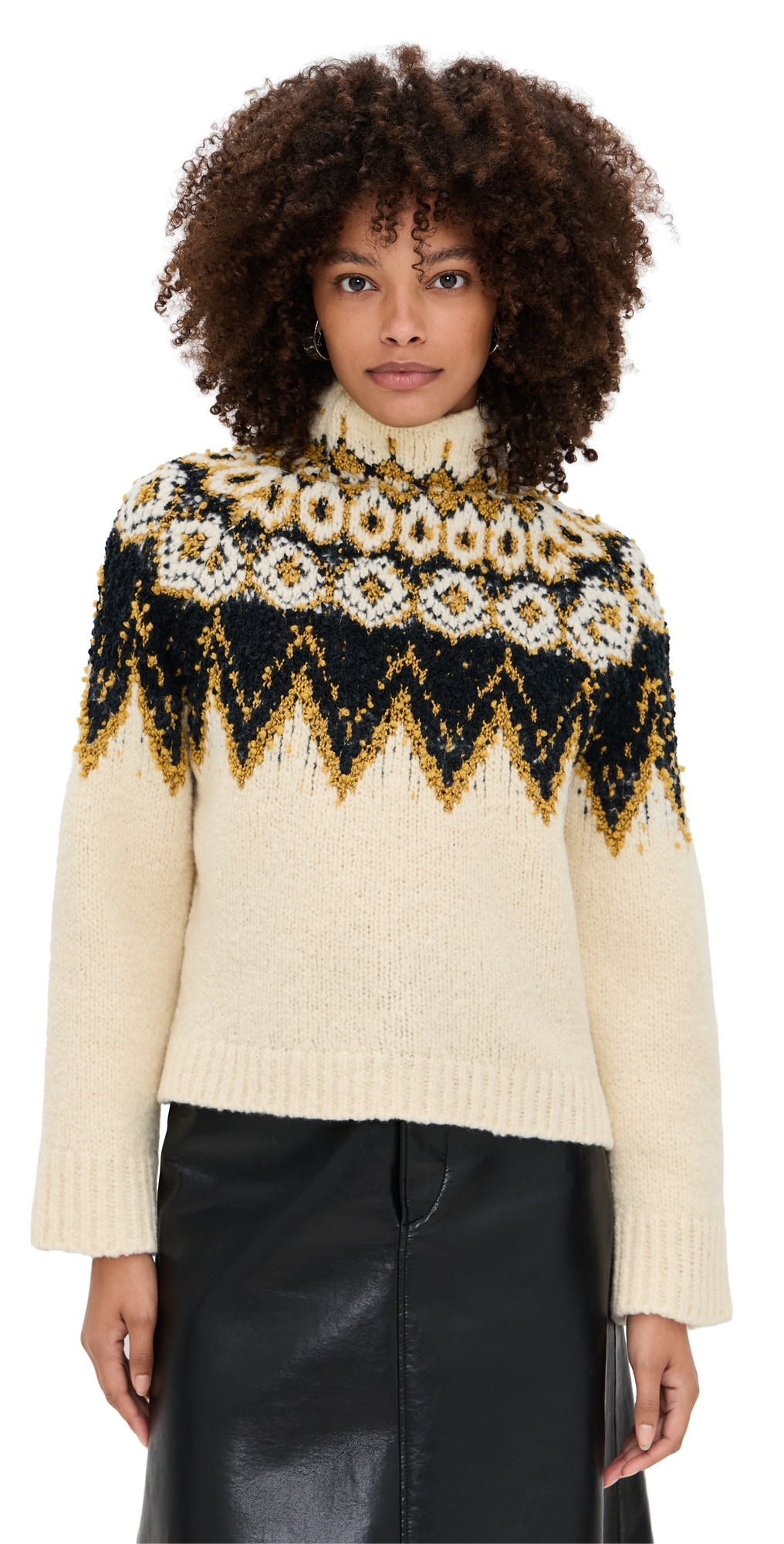 Proenza Schouler White Label Lizzy Sweater In Textured Fair Isle Cream Multi In Neutral
