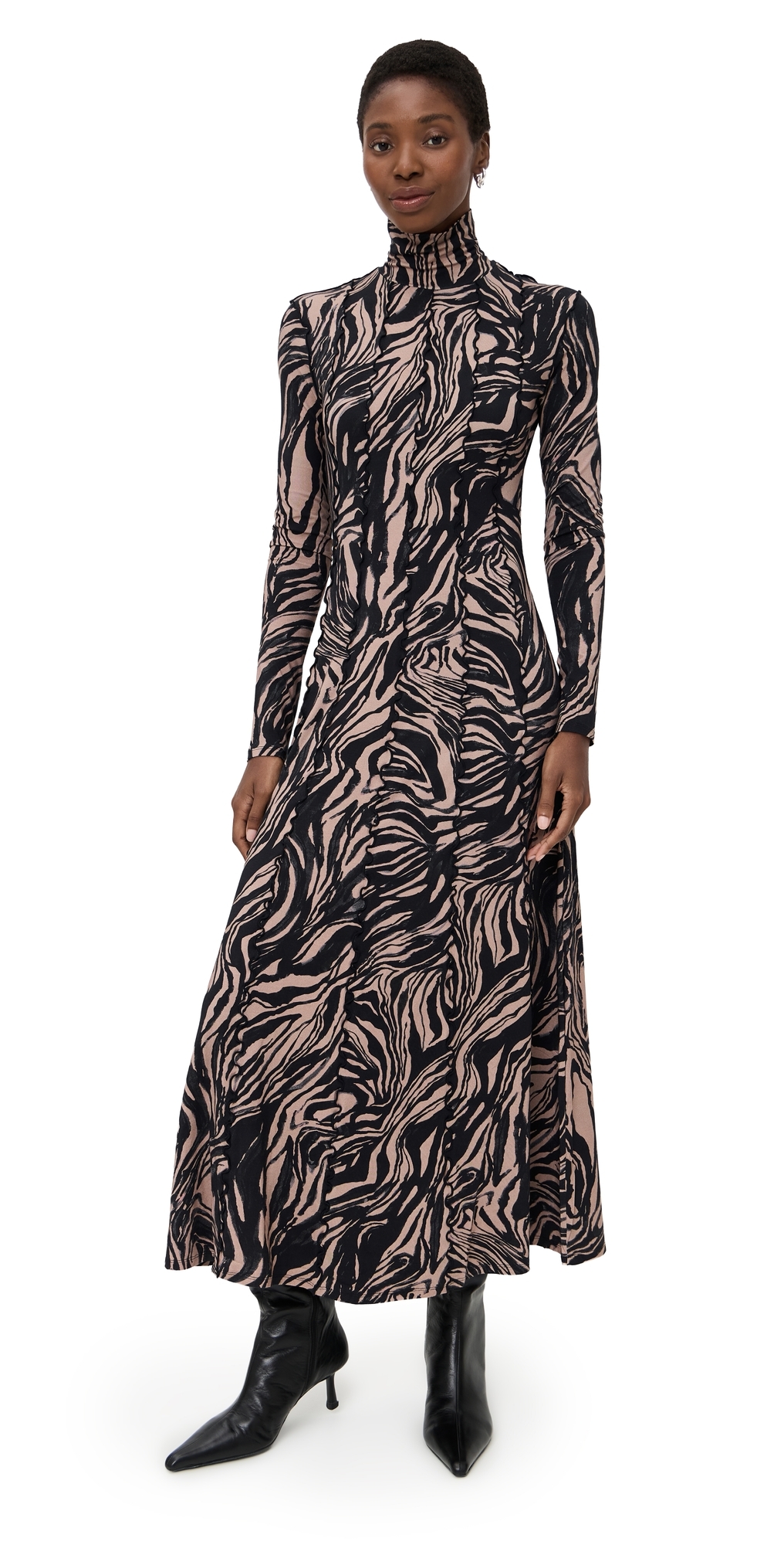 Proenza Schouler White Label Mabel Dress In Marble Jersey Fawn Multi In Multi