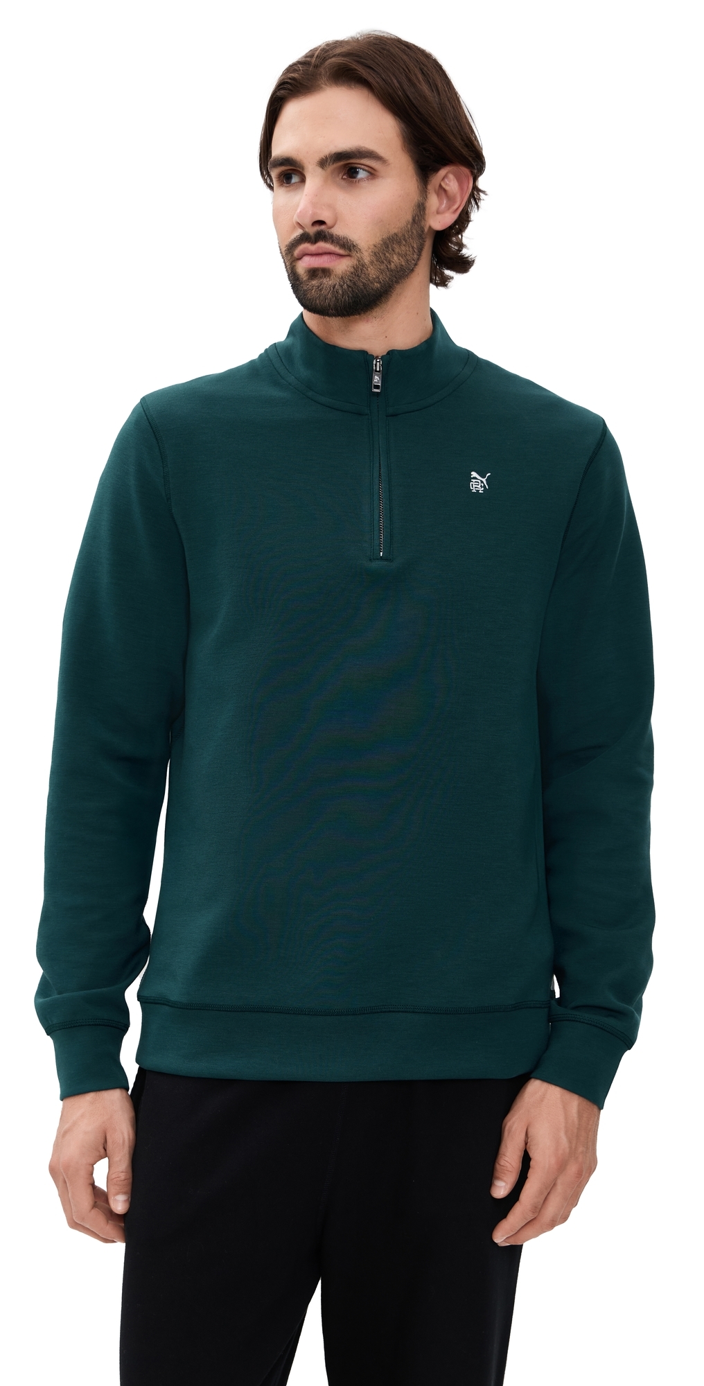 Puma X Reigning Champ Cloudspun Fleece 1/4 Zip Green Terrain In Green