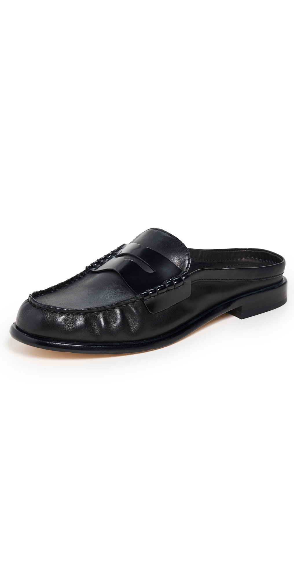 Rag & Bone Carter Leather Penny Loafer Mules In Blk