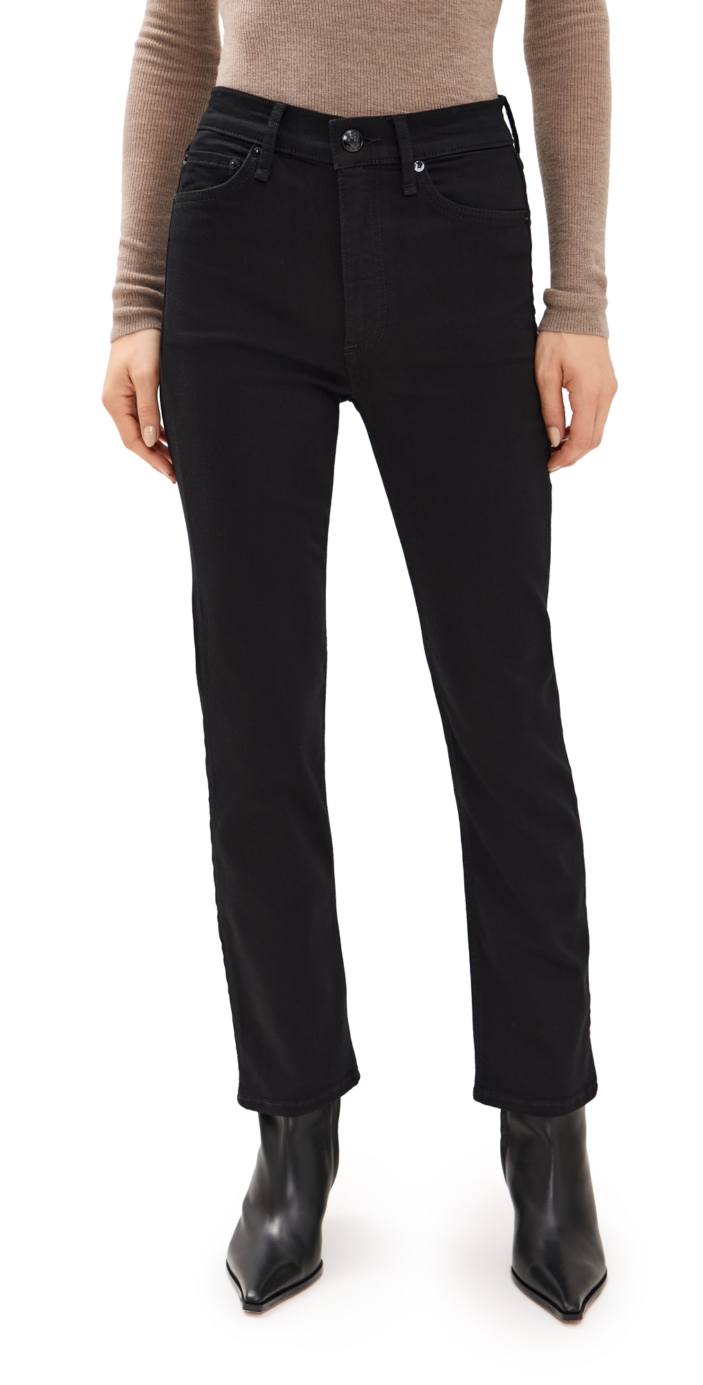 Rag & Bone Flexi Wren High Rise Ankle Slim Jeans Black In Black