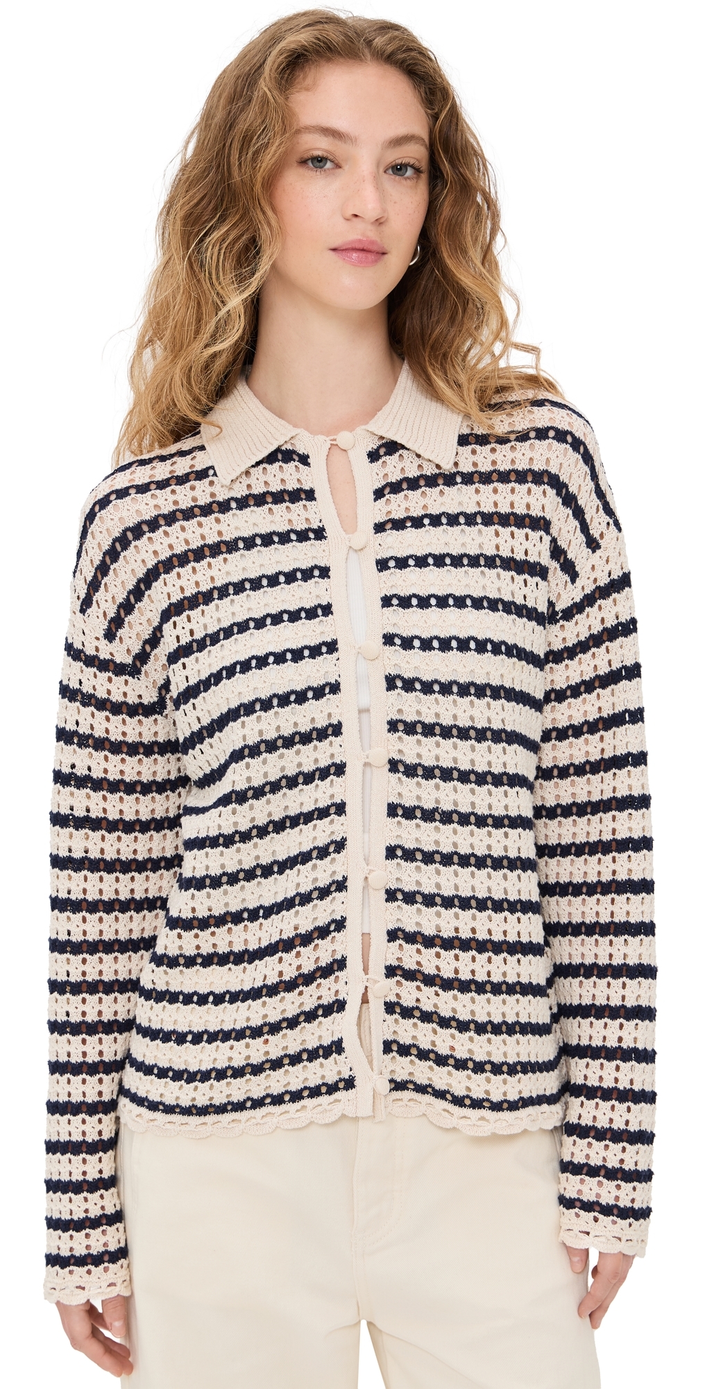 Rag & Bone Khloe Striped Open-knit Cardigan