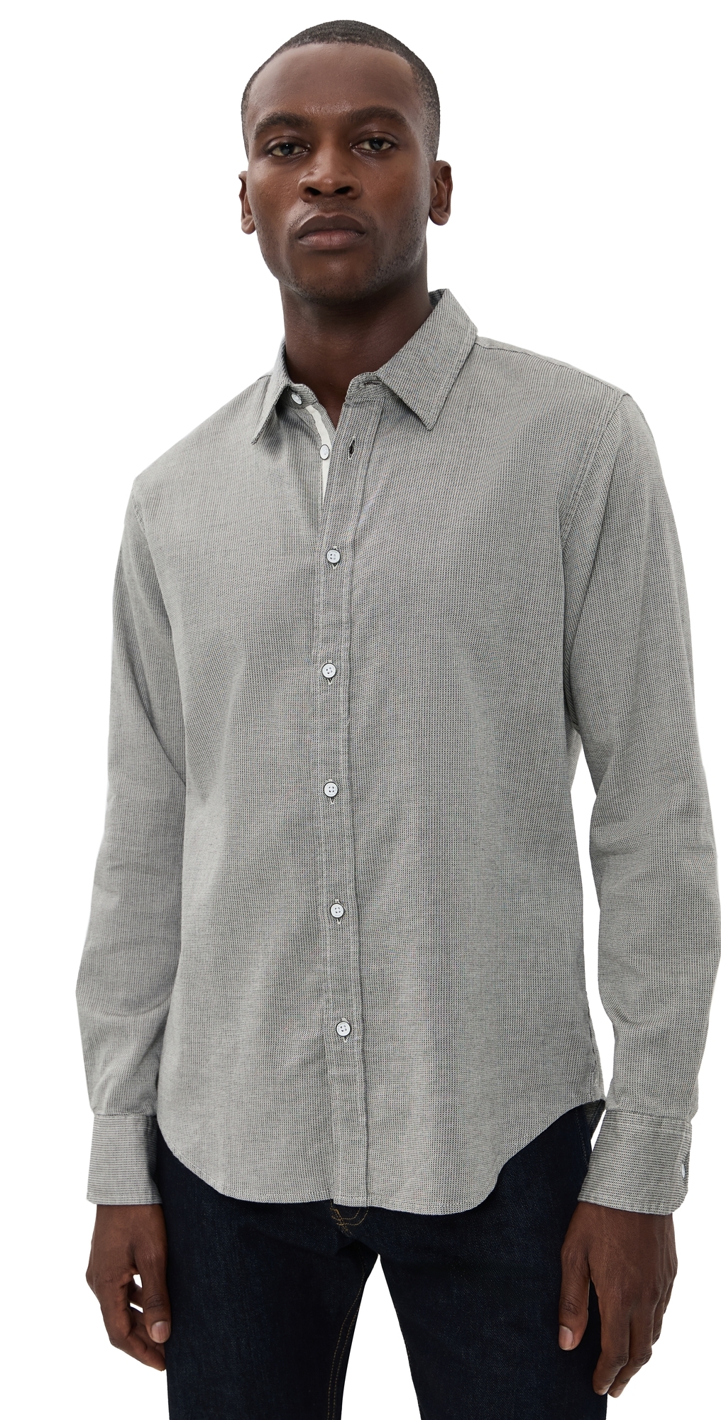 Rag & Bone Tomlin Stretch Dobby Shirt Chalk In Gray