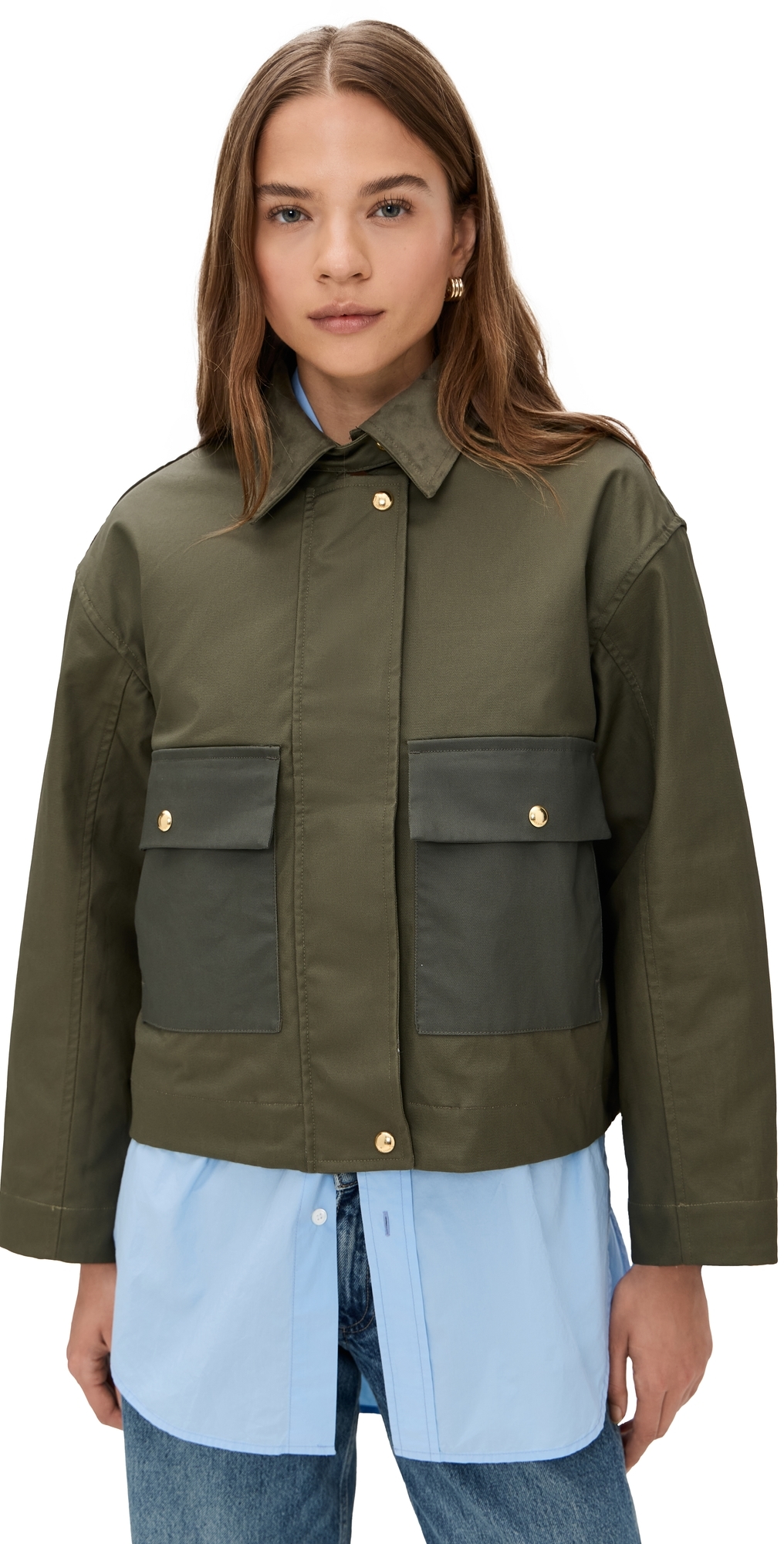 Rag & Bone Womens Nonie Patch-pocket Cotton-gaberdine Jacket Olve In Green