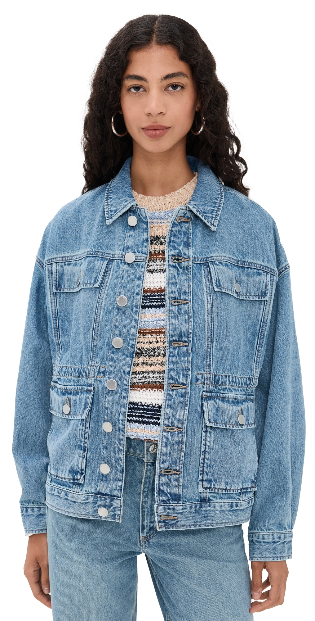 Rag & Bone Womens Ithca Amy Drawstring-waist Denim Jacket In Blue