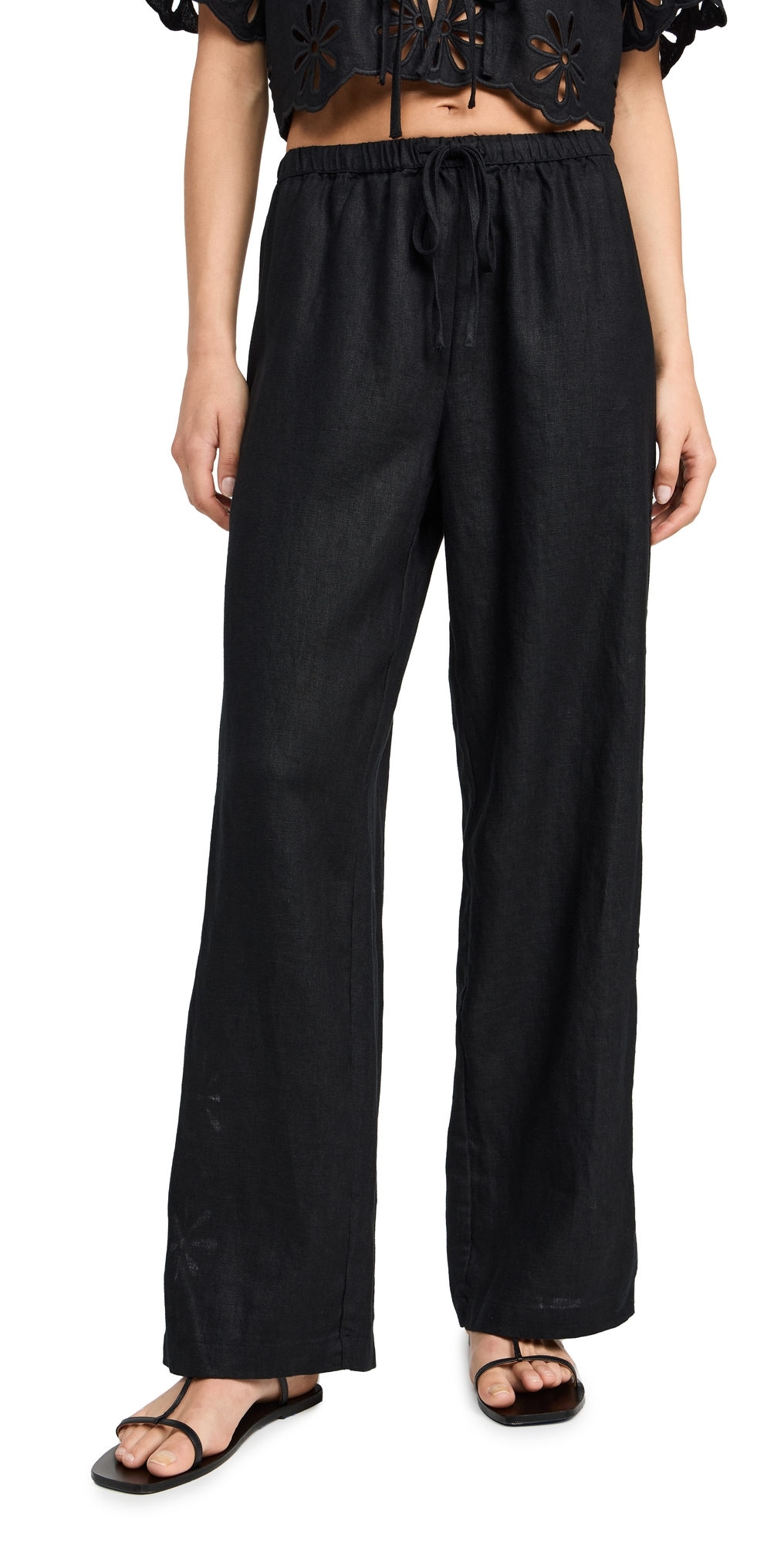 Rails Emmie Linen Pants In Black Eyelet