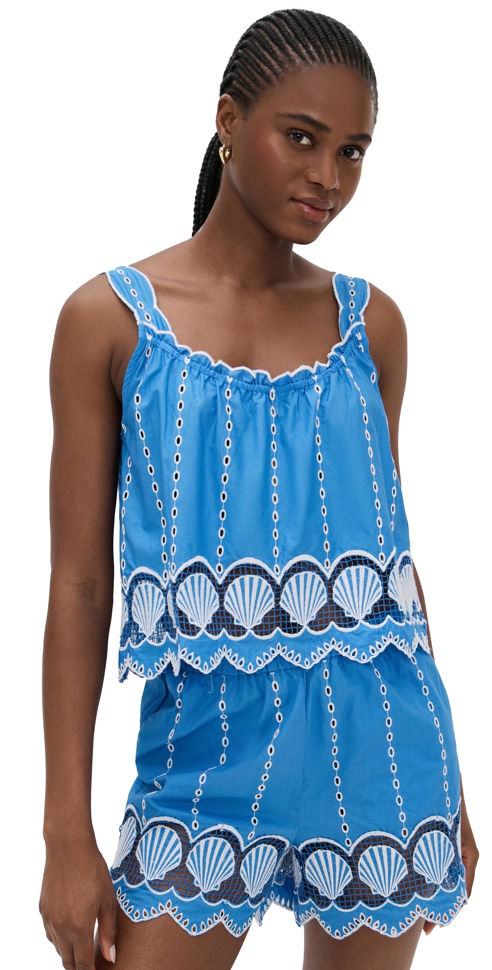 Rails Esperanza Eyelet Crop Tank In Blue