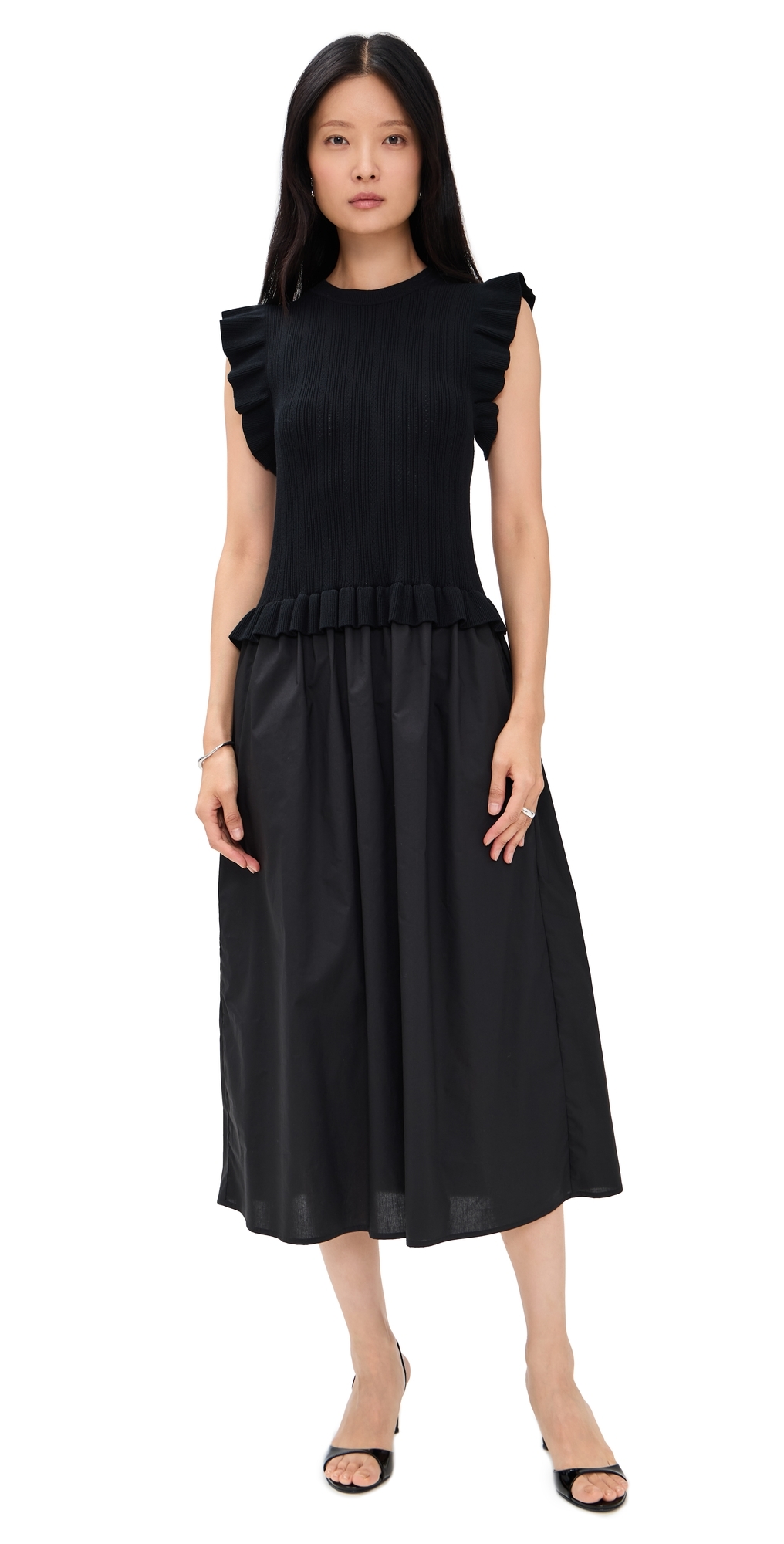 Rails Deidre Sleeveless Twofer Midi Dress In Black