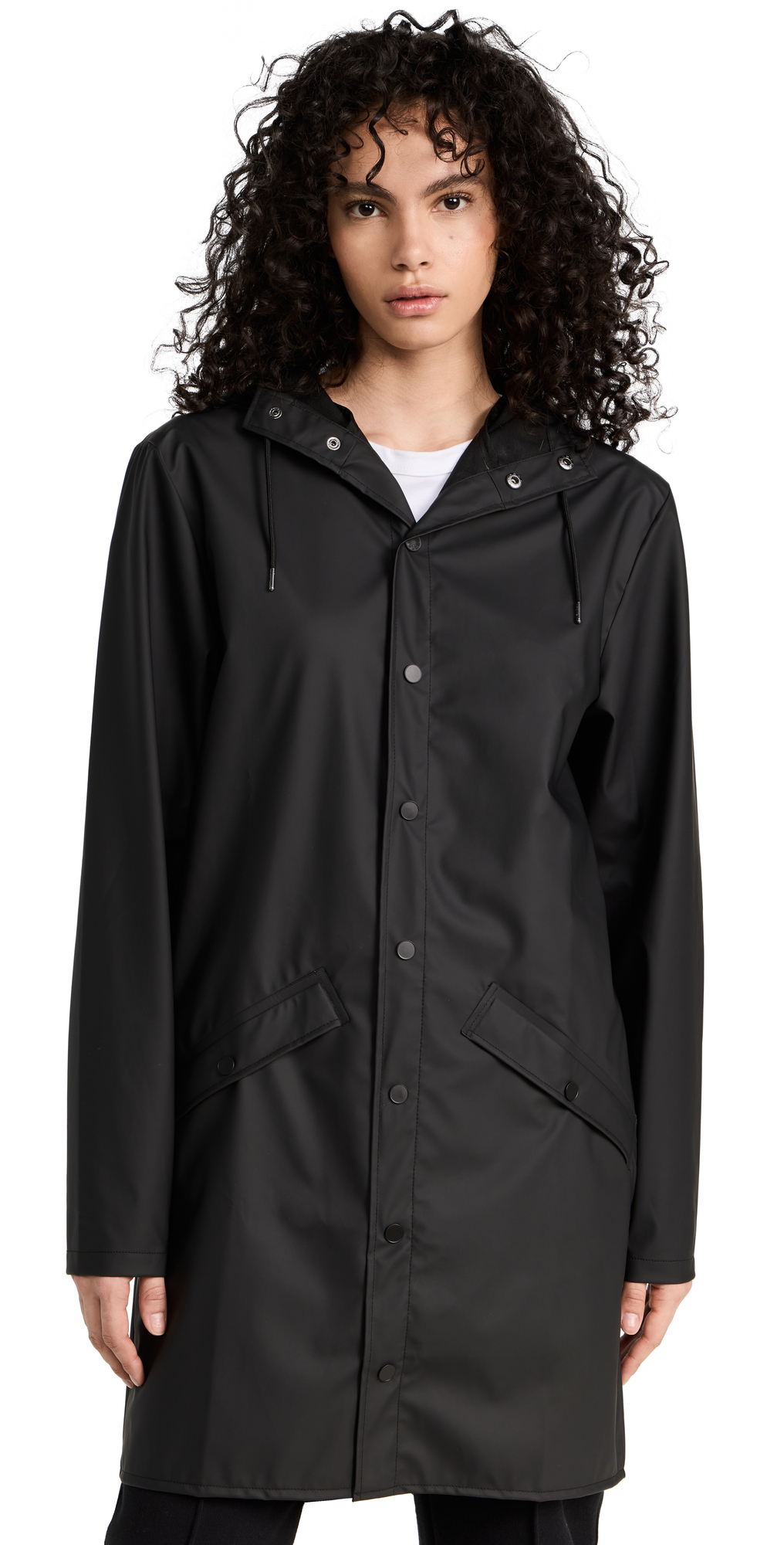 Rains Long Jacket Black In Black