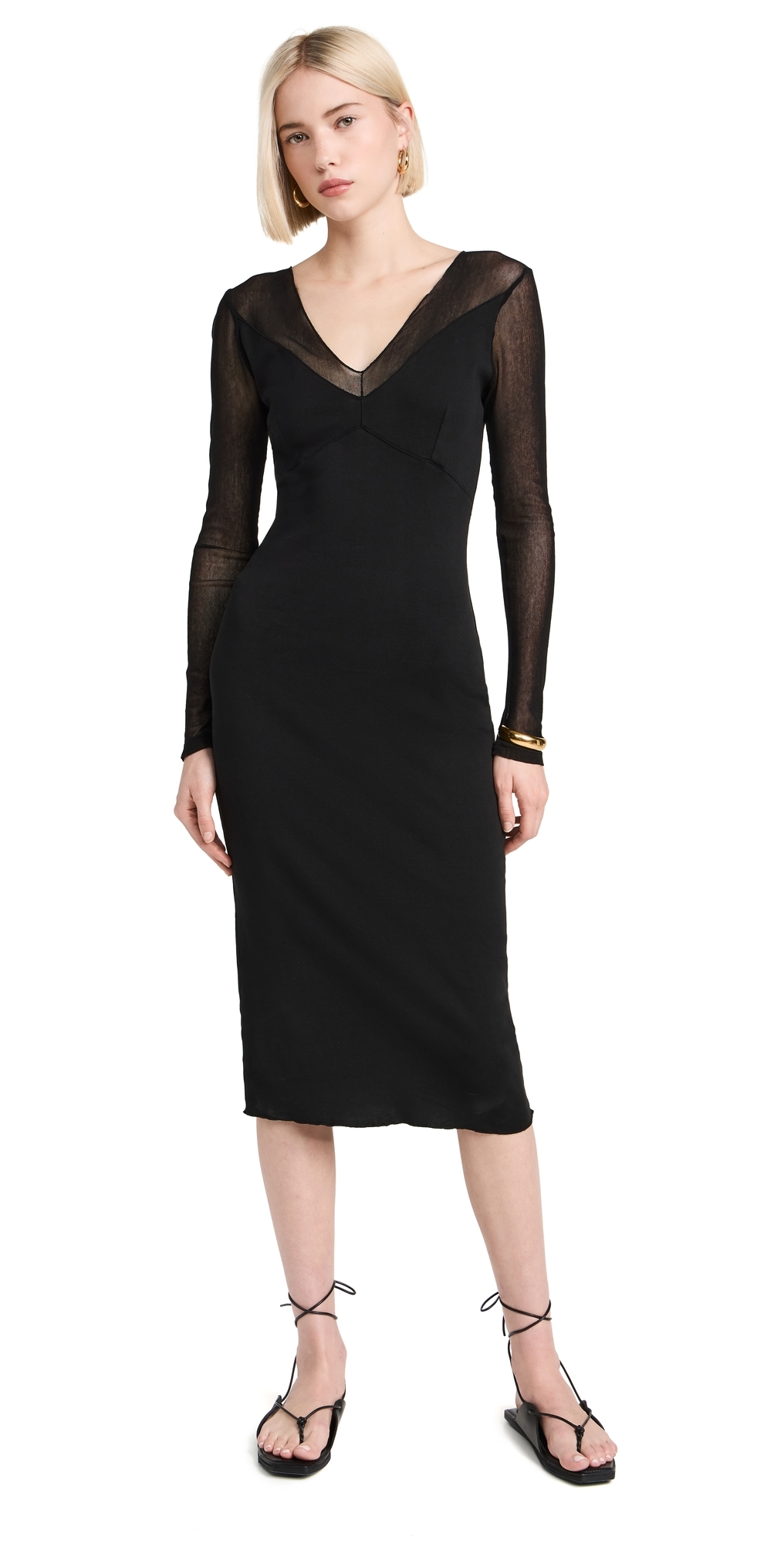 Raquel Allegra Poppy Midi Dress Black In Black