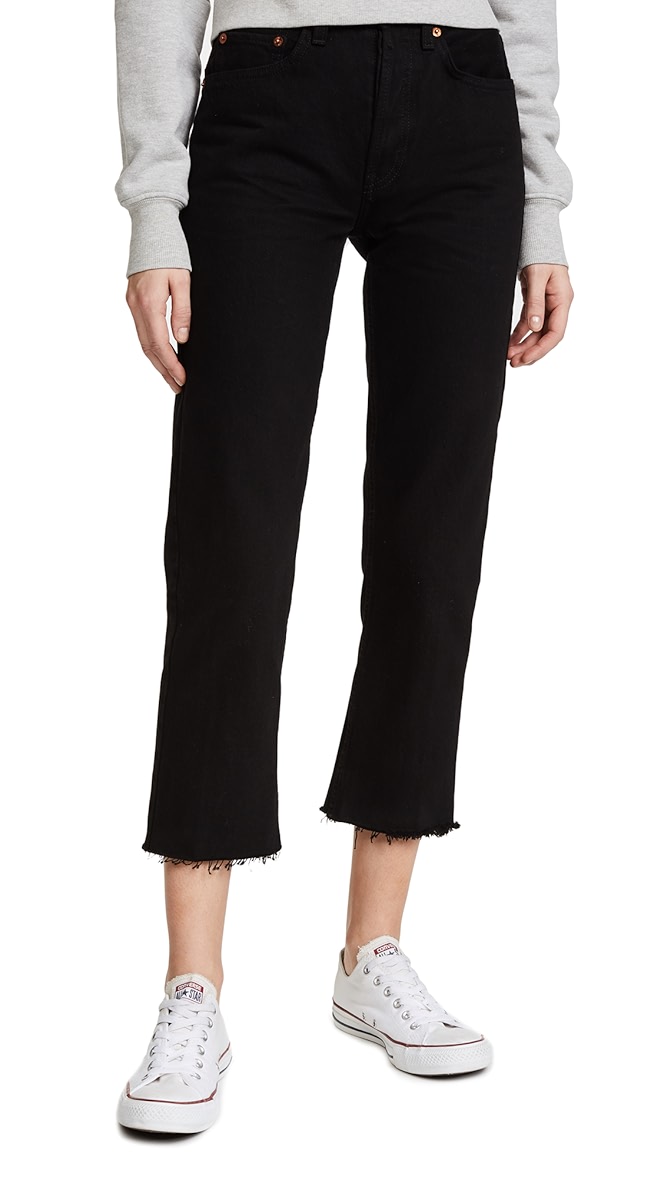 high rise rigid stove pipe jeans