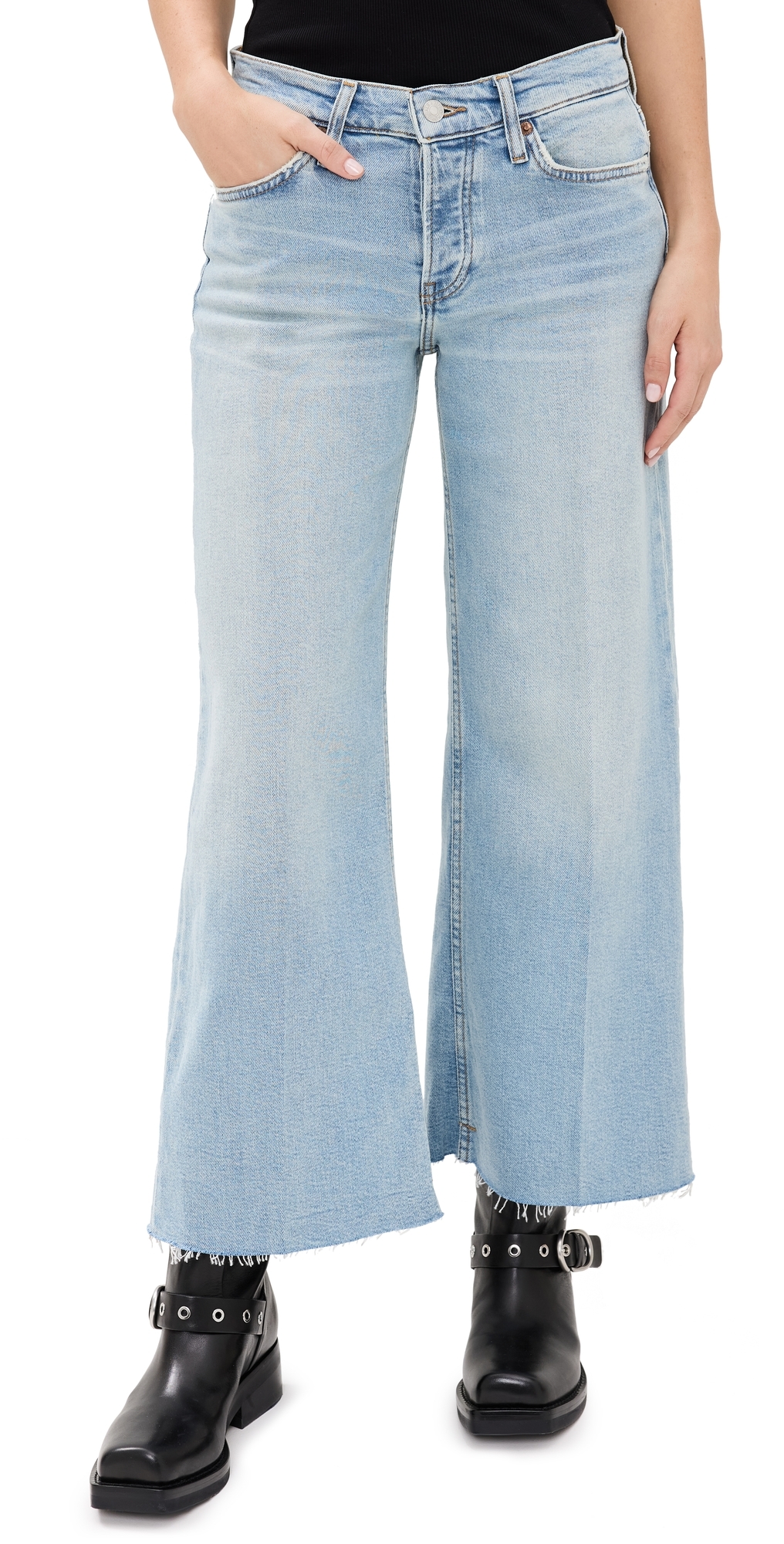Re/done Mid Rise Wide Leg Crop Jeans Undertow In Undertow