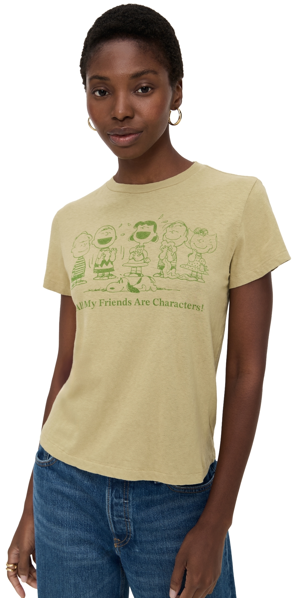 Re/done Peanuts Characters Classic Tee Light Cedar In Neutral