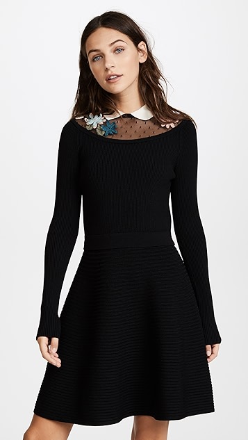 red valentino embroidered dress