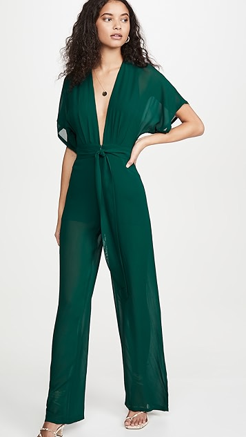 reformation green jumpsuit