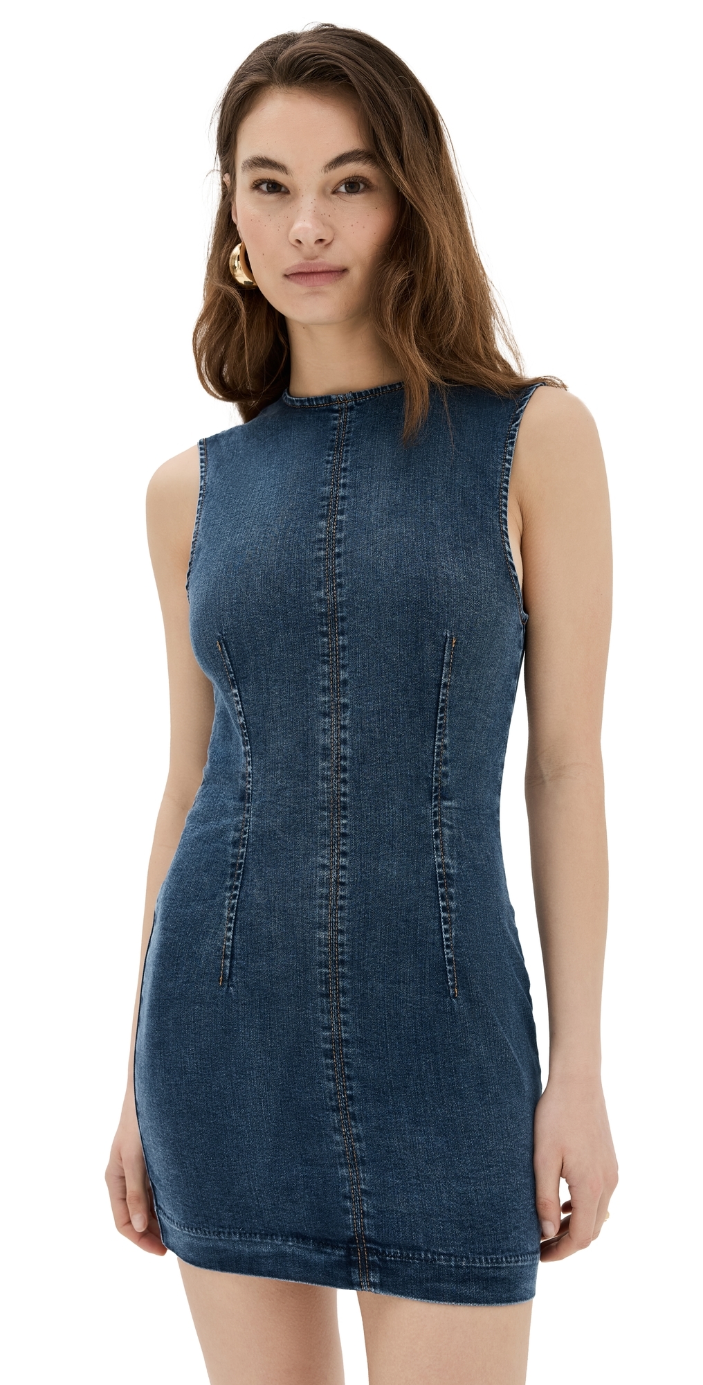 Reformation Kendi Denim Mini Dress Bleu In Bleu