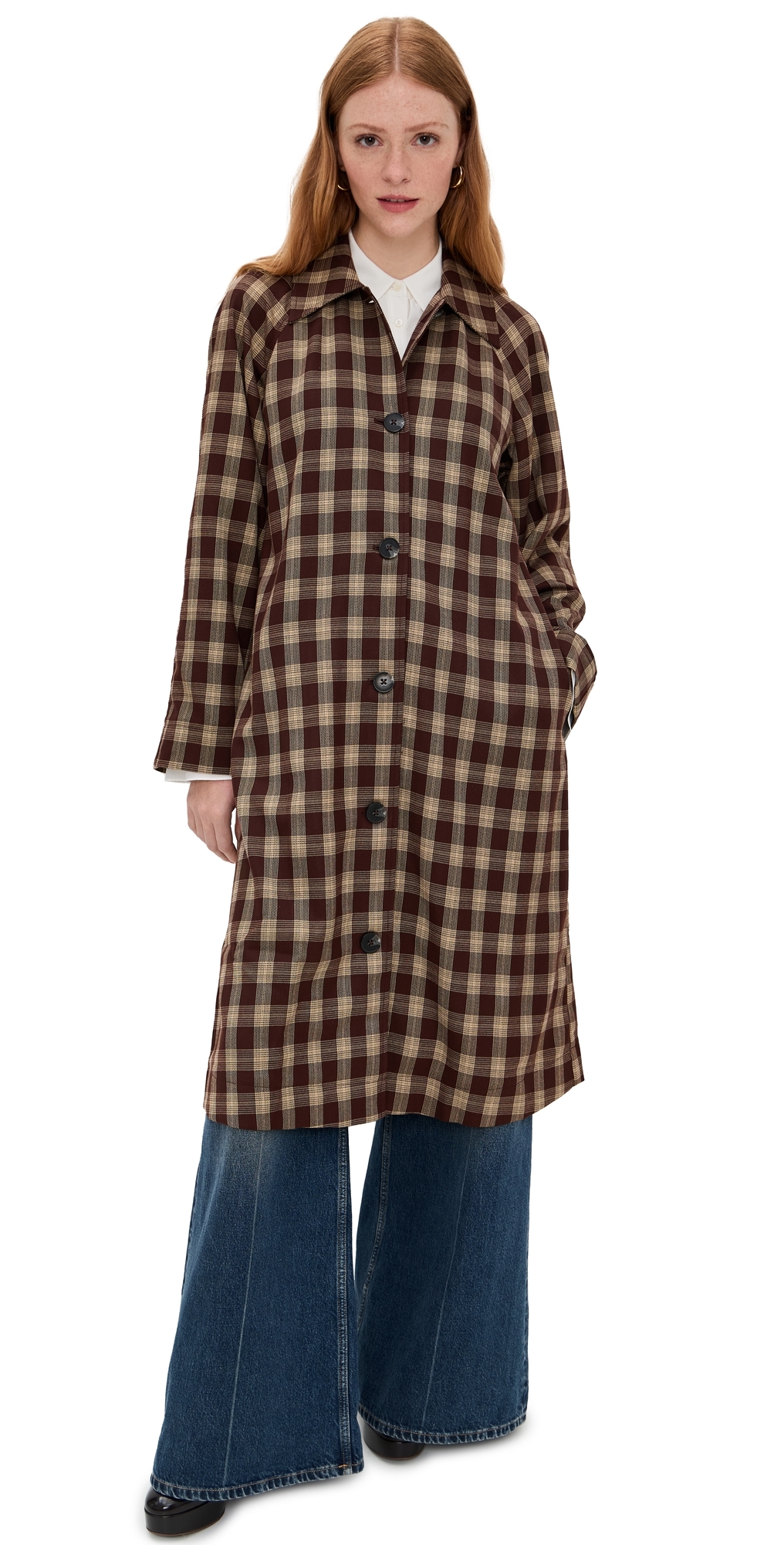 Reformation Beck Trench Brown Check In Multi