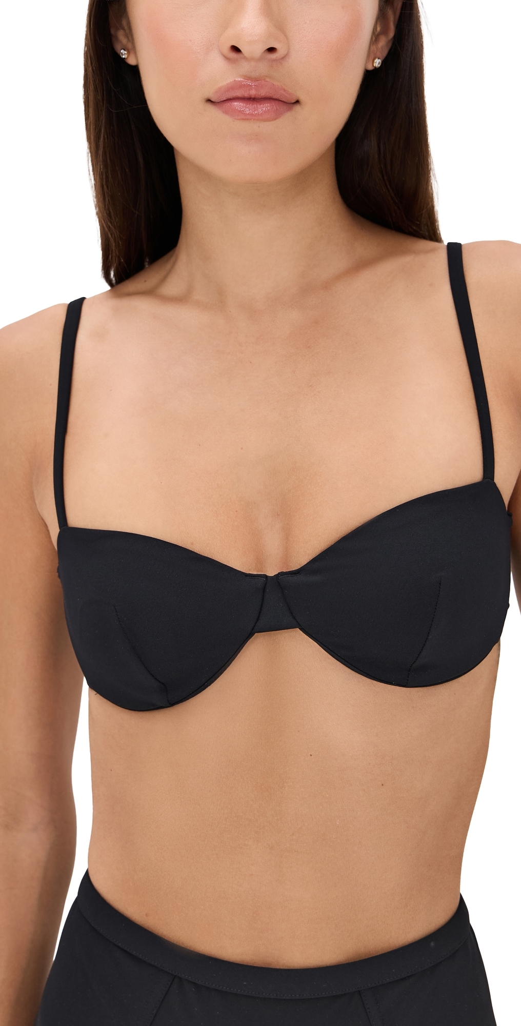 Reformation Makena Bikini Top Black In Black
