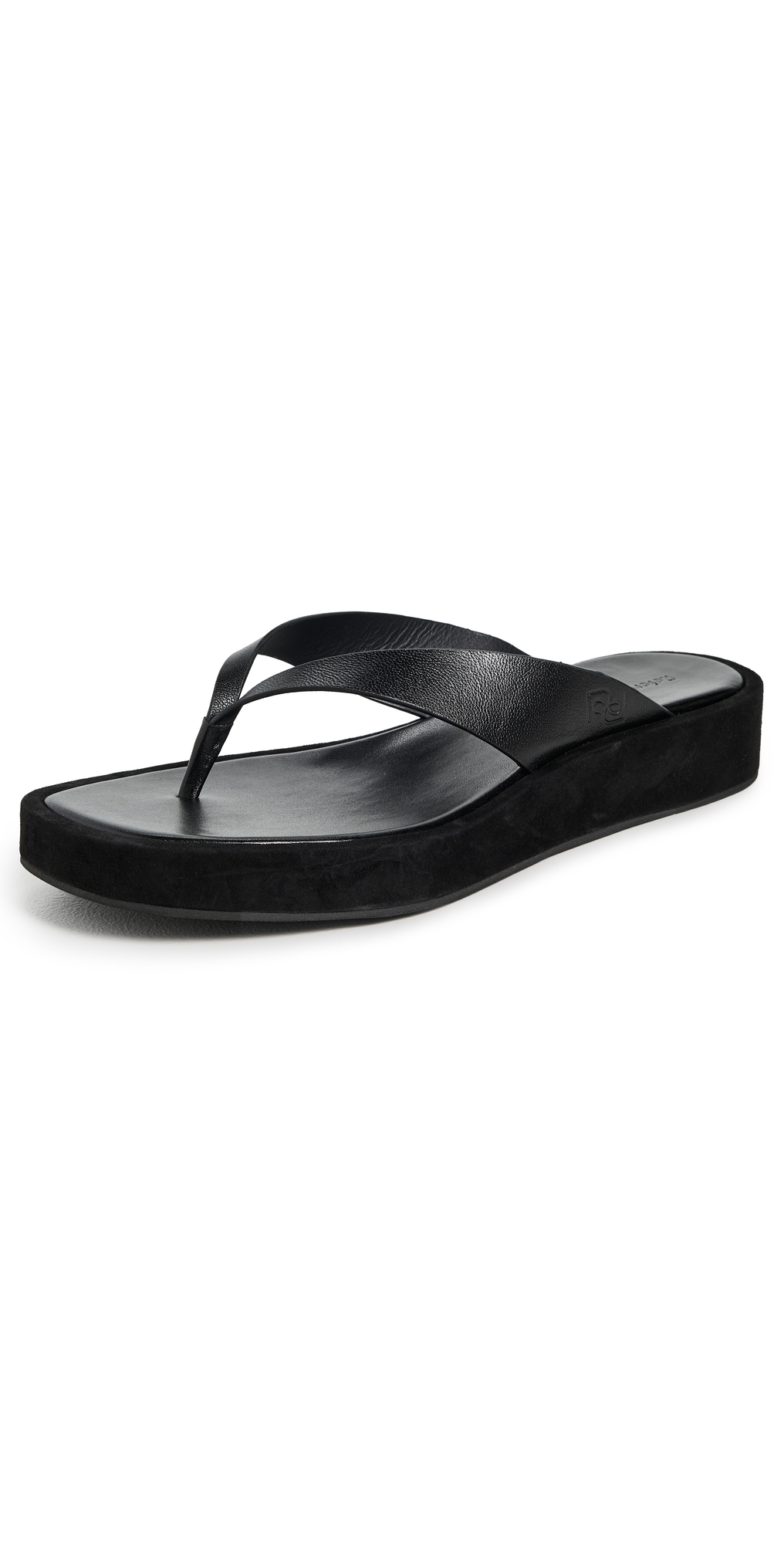 Reformation Eden Platform Thong Sandals Black Suede Leather In Black