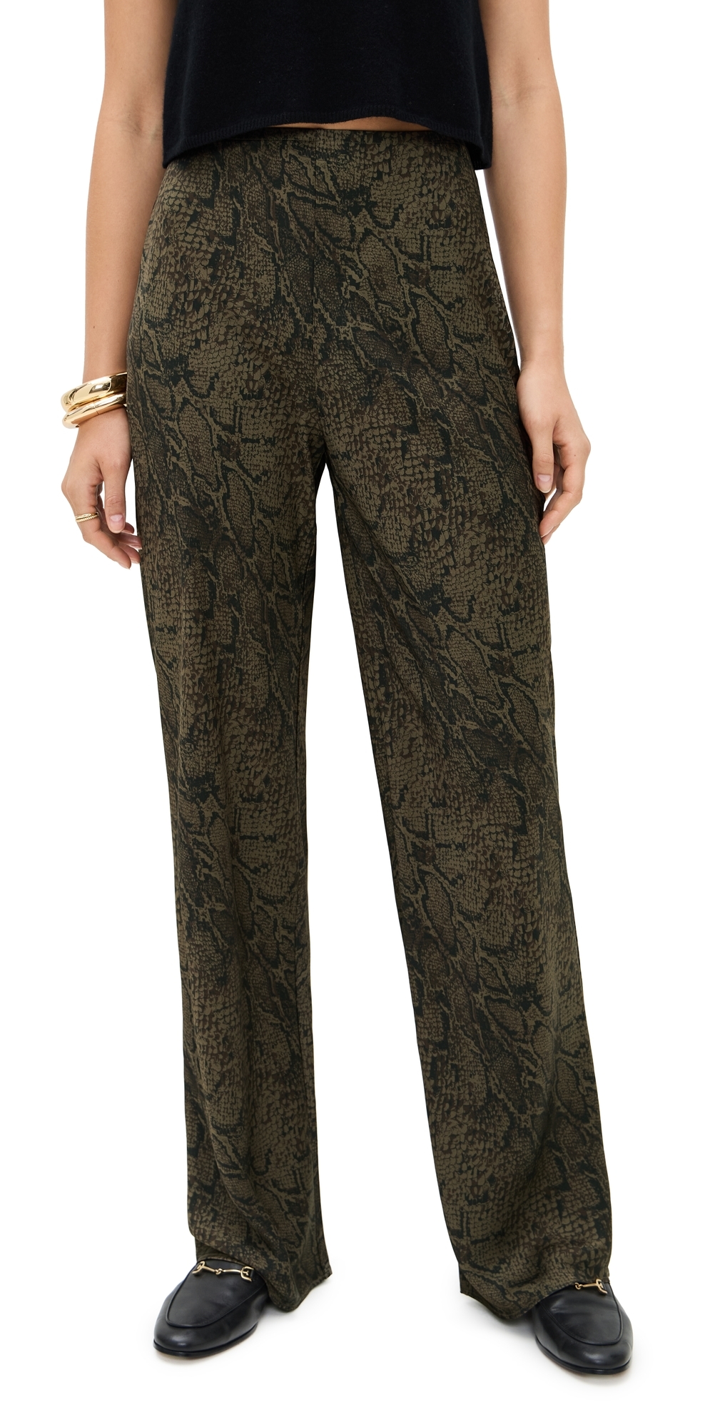 Reformation Gale Satin Mid Rise Bias Pants Venom In Black