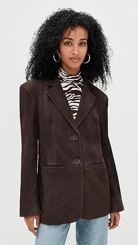 Reformation Veda Leon Oversized Suede Blazer