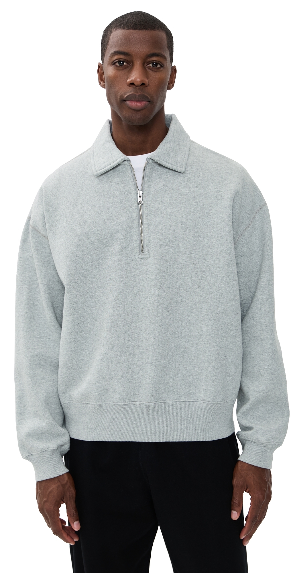 Reigning Champ Brushed Fleece Half Zip Relaxed Sweatshirt Hgrey In Gray