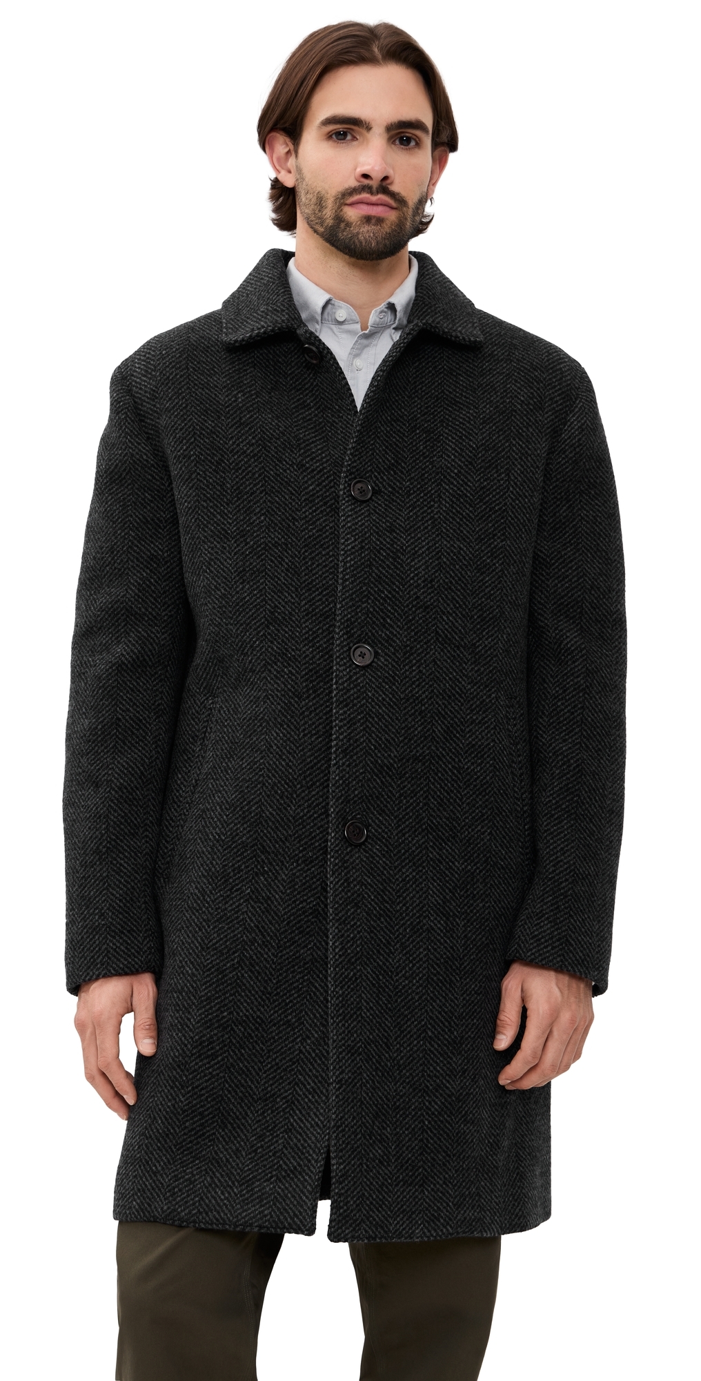 Reigning Champ Wool Herringbone Scout Coat Herringbone Black/grey In Black