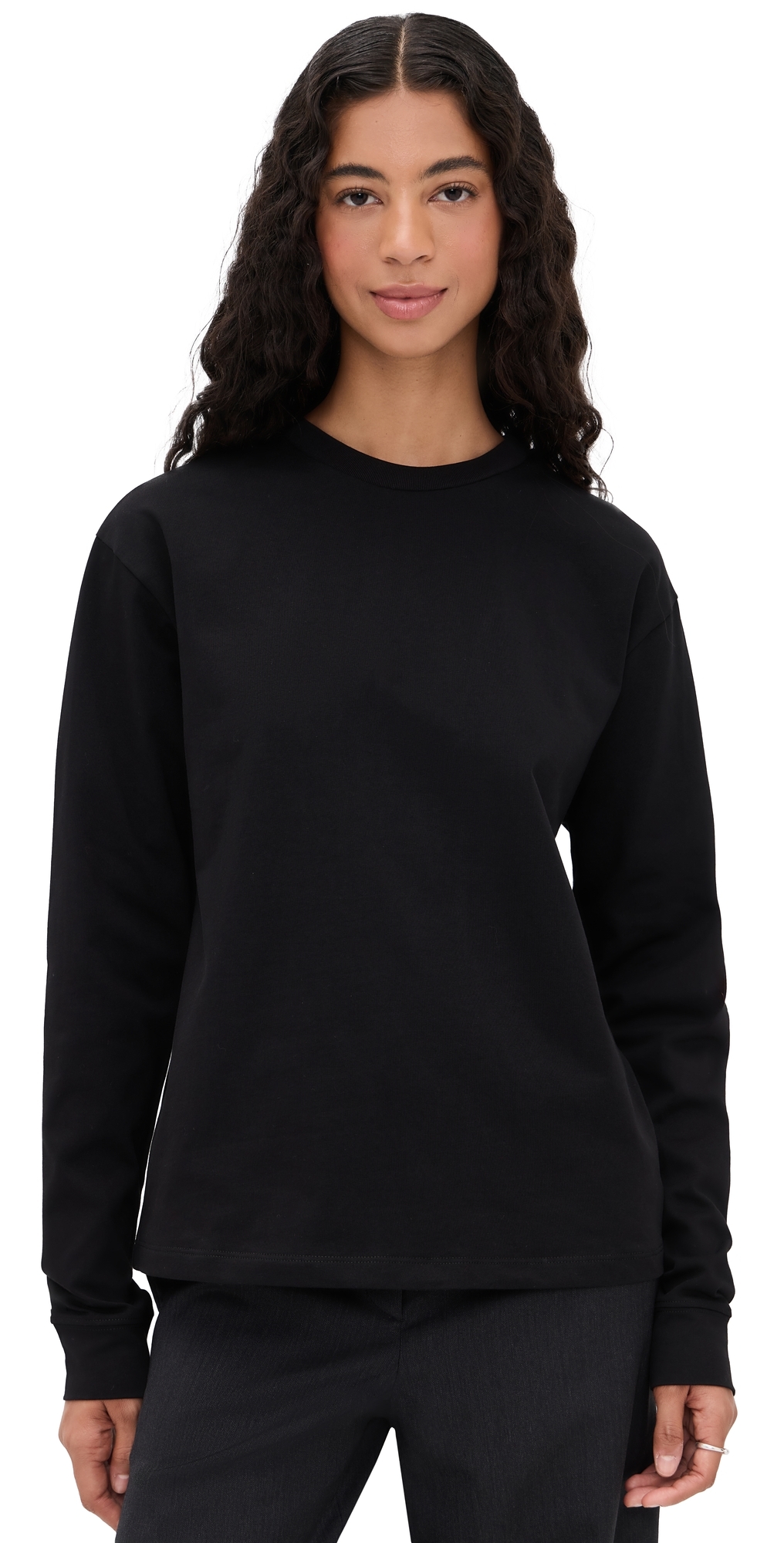 Renggli Long Sleeve Crewneck Top In Black