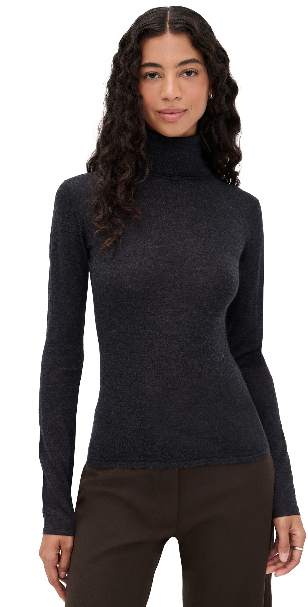 Renggli Cashmere Silk Fitted Turtleneck Top Midnight In Blue
