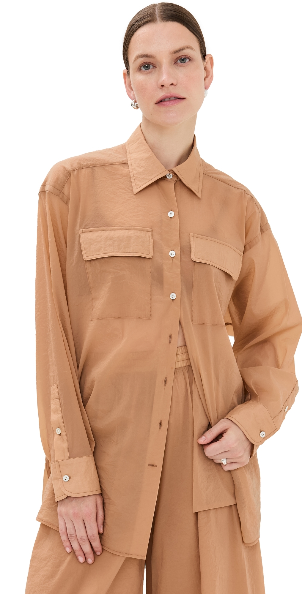 Rosetta Getty Oversized Cargo Shirt Terracotta In Terracotta