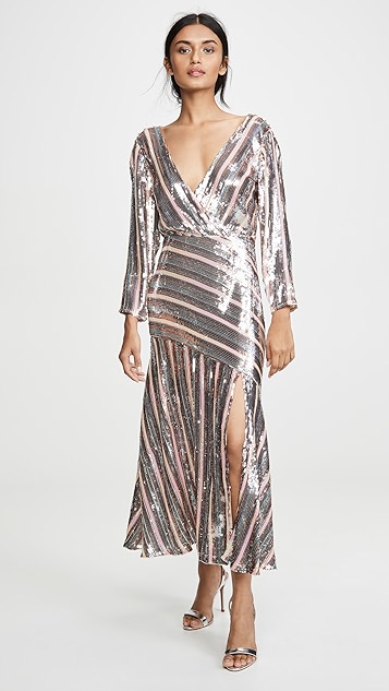 rixo tyra sequin midi dress